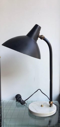 Stilnovo Table Lamp Adjustable Brass Metal Marbre 1950 Italy
