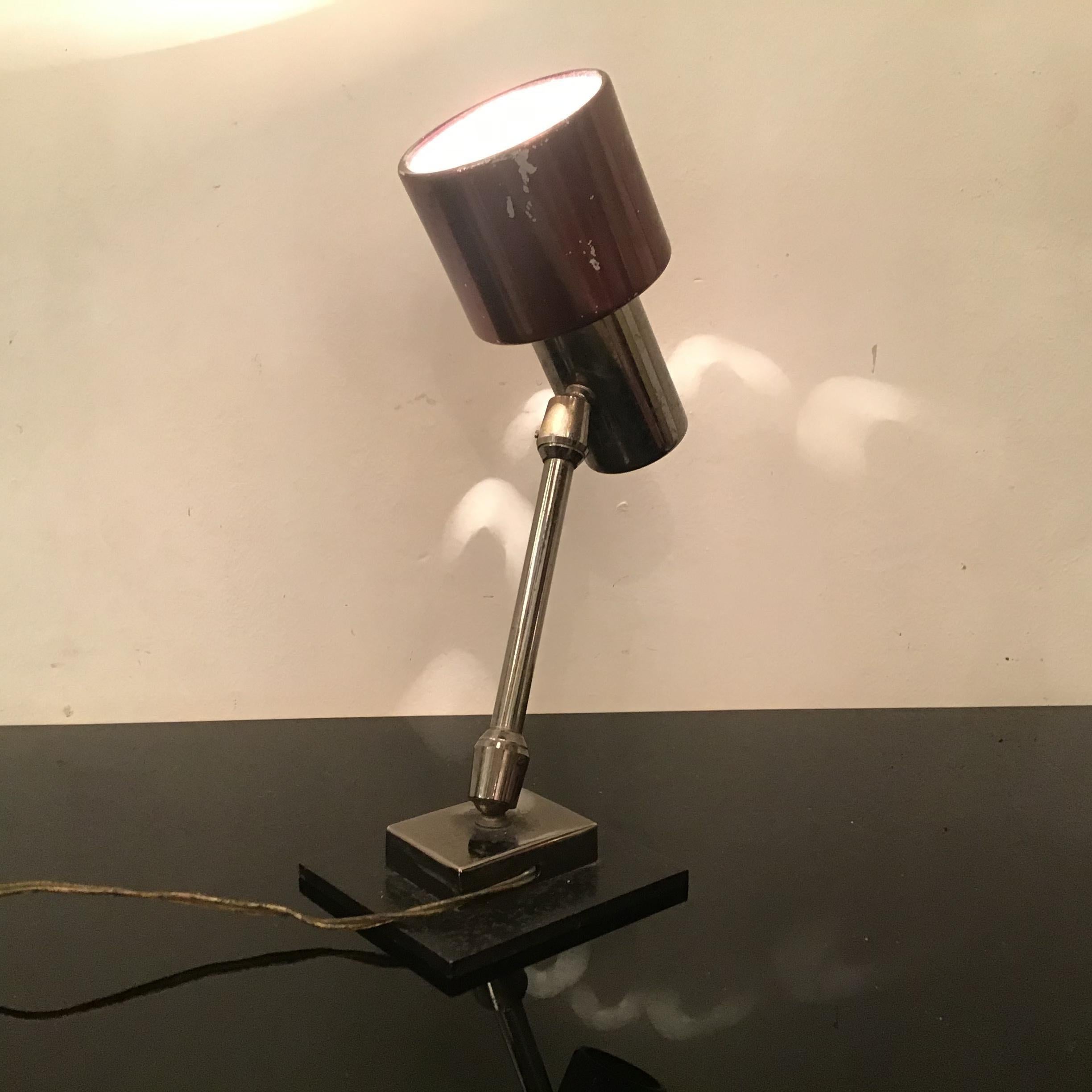 Mid-20th Century Stilnovo Table Lamp Adjustable Metal Crome Metal 1950 Italy For Sale