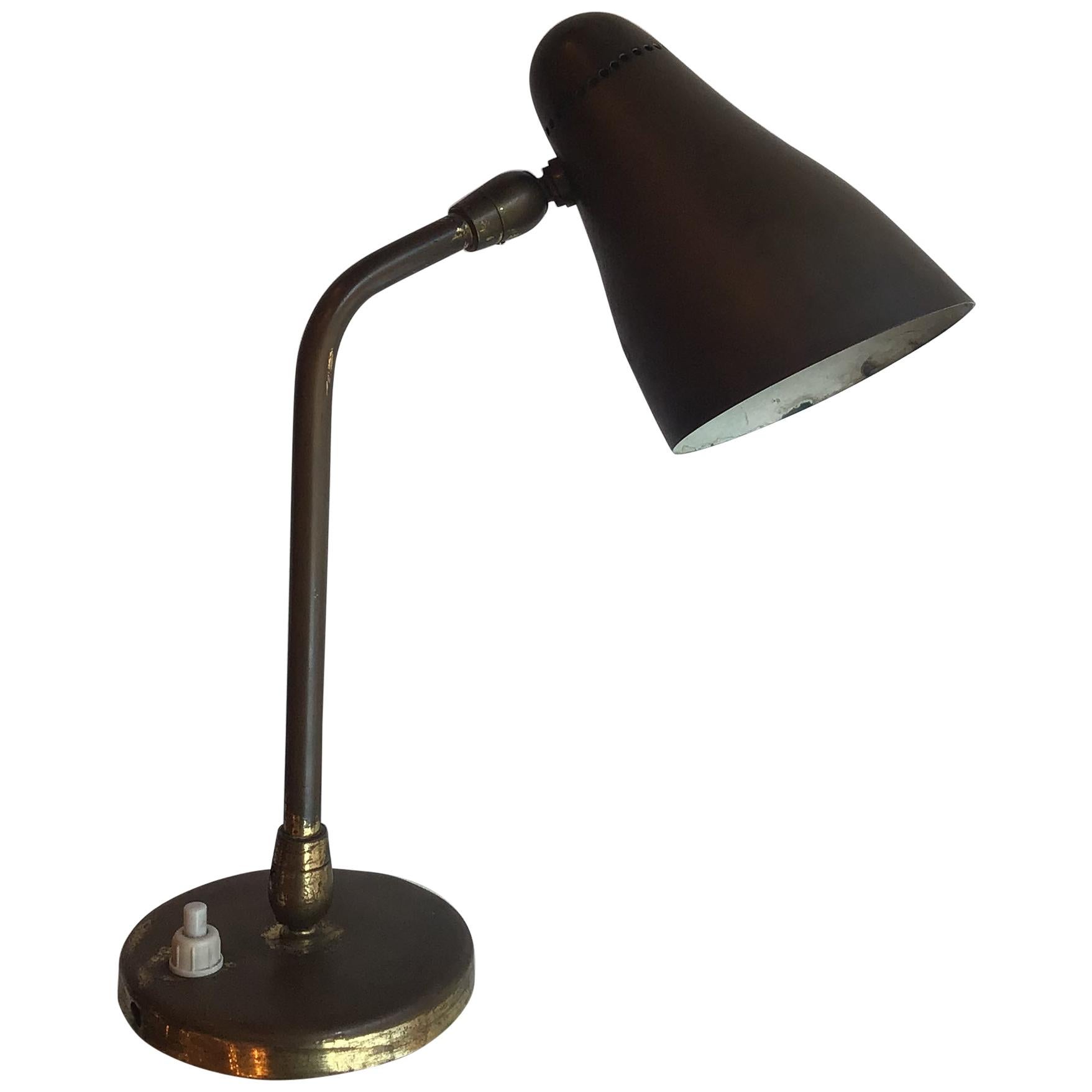 Lampe de bureau/applique en laiton de style Stilnovo, 1950, Italie