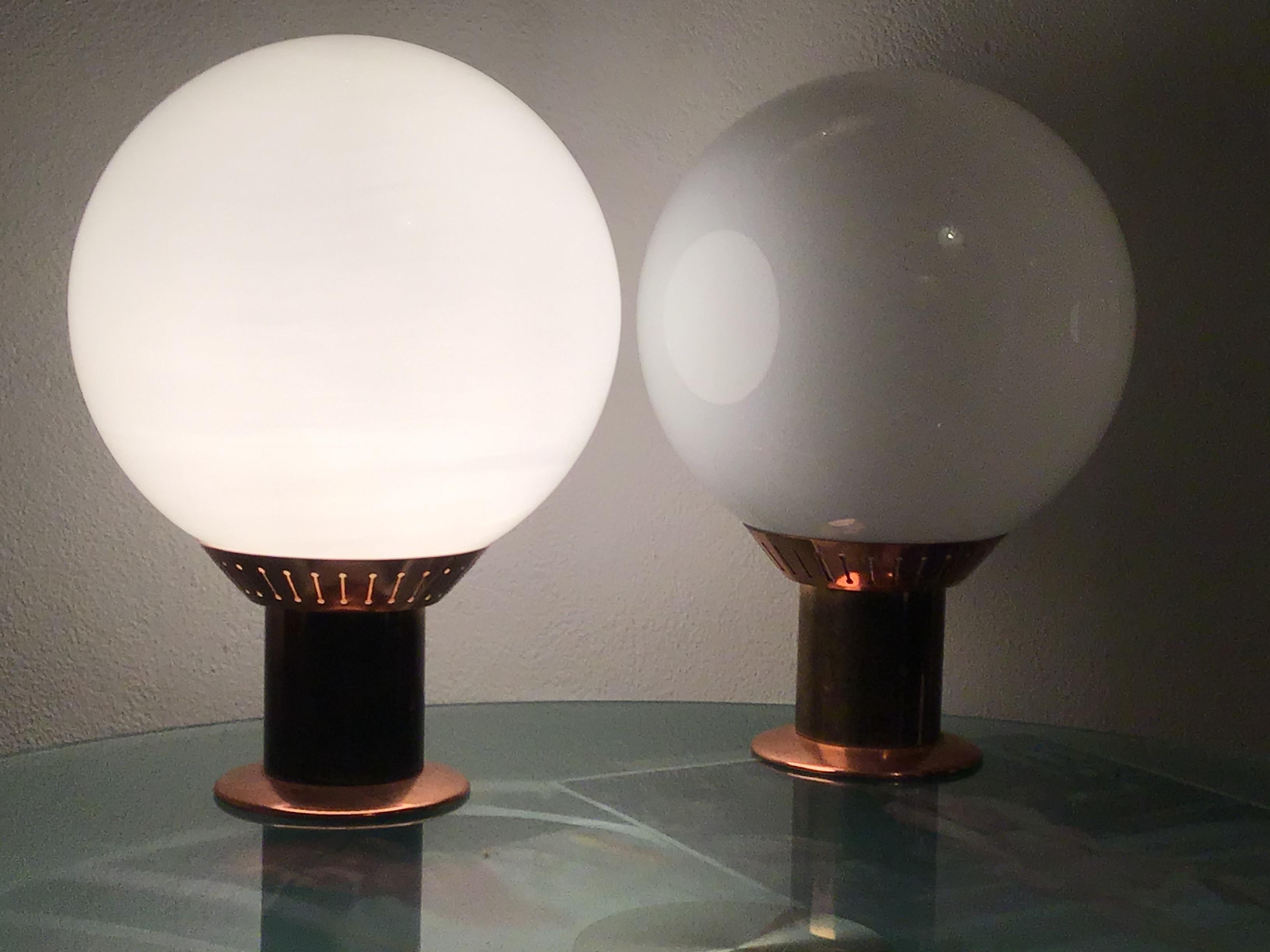 Autre Lampe de bureau Stilnovo en laiton et verre, 1950, Italie en vente