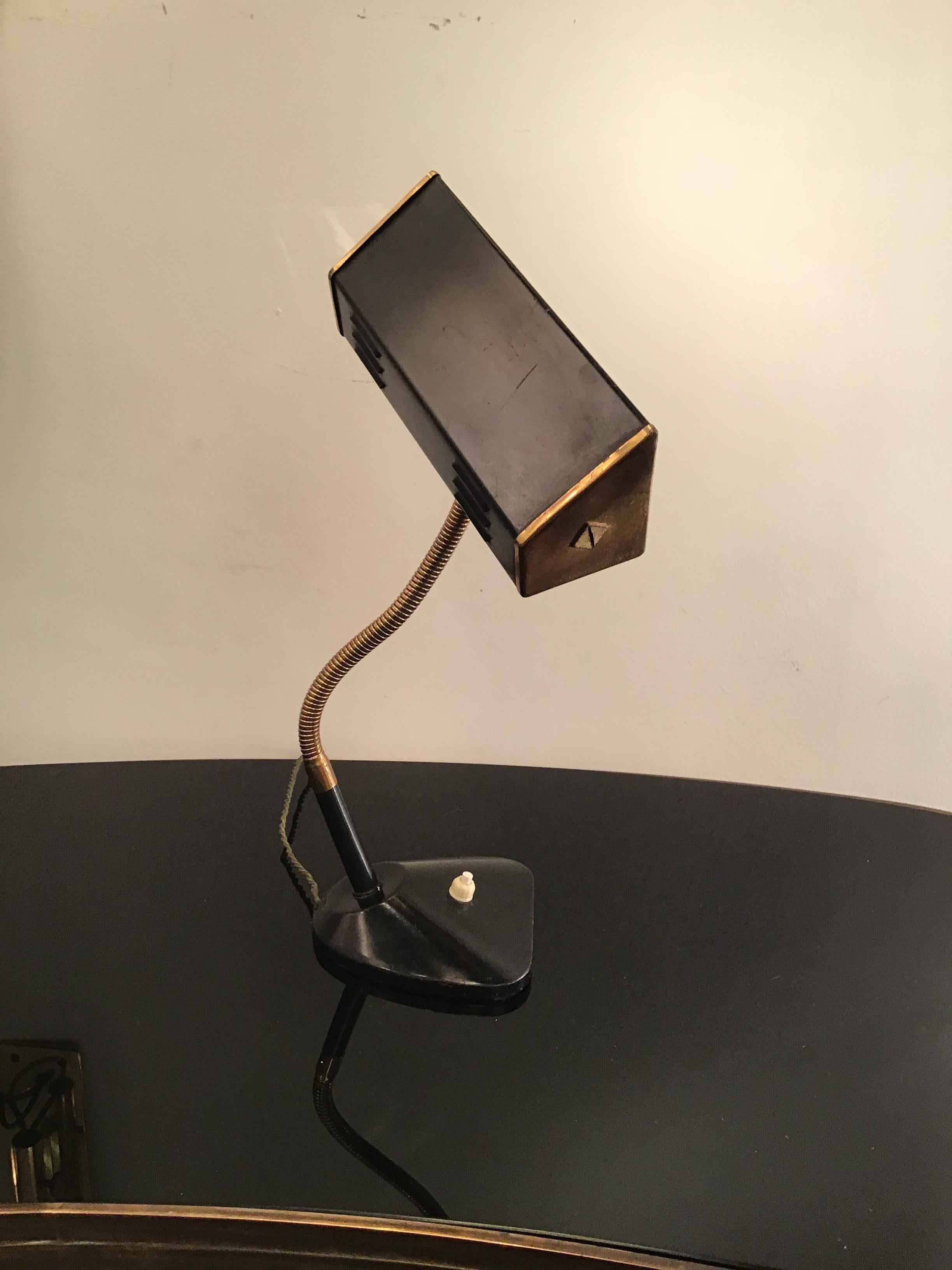 Stilnovo Style Table Lamp Brass Glass Metal, 1950, Italy For Sale 6