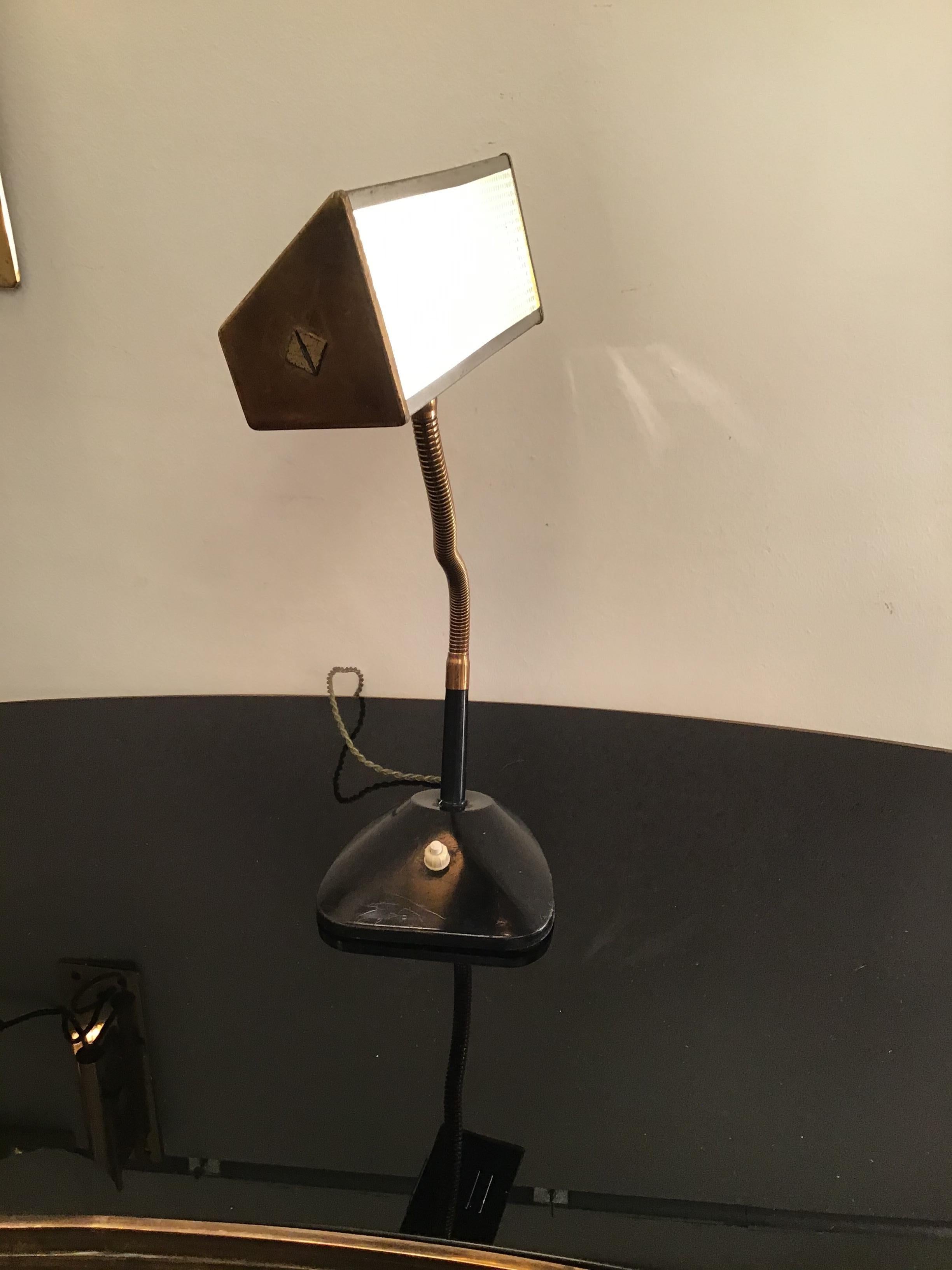 Stilnovo Style Table Lamp Brass Glass Metal, 1950, Italy For Sale 9