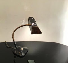 Stilnovo Style Table Lamp Brass Glass Metal, 1950, Italy