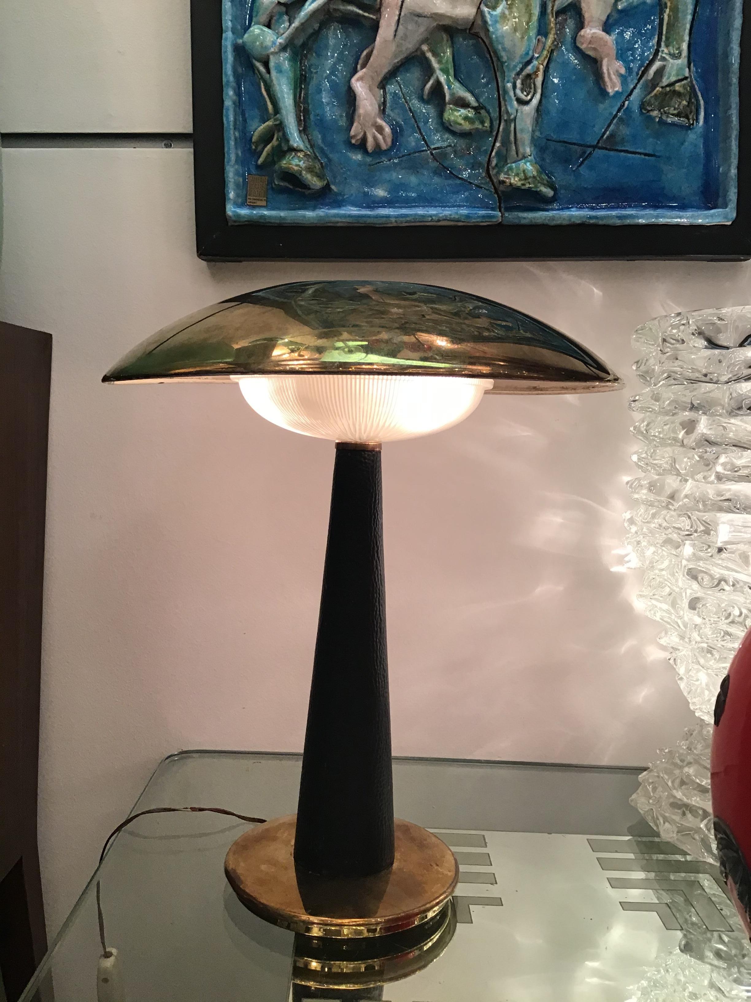 Stilnovo Table Lamp Brass Glass Skin 1950 Italy  For Sale 5