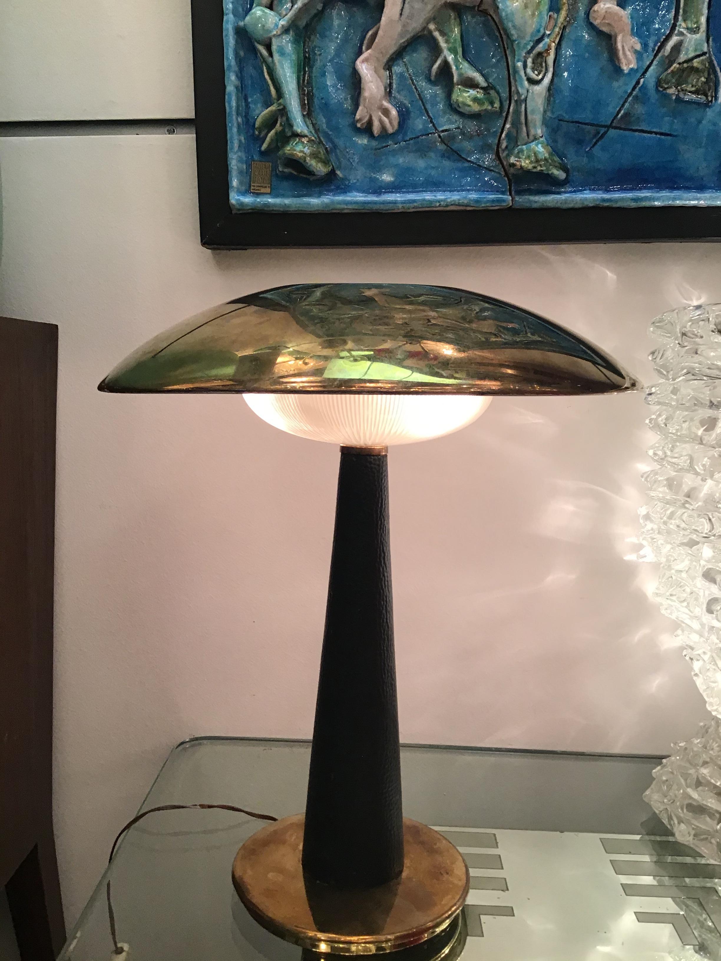 Other Stilnovo Table Lamp Brass Glass Skin 1950 Italy  For Sale