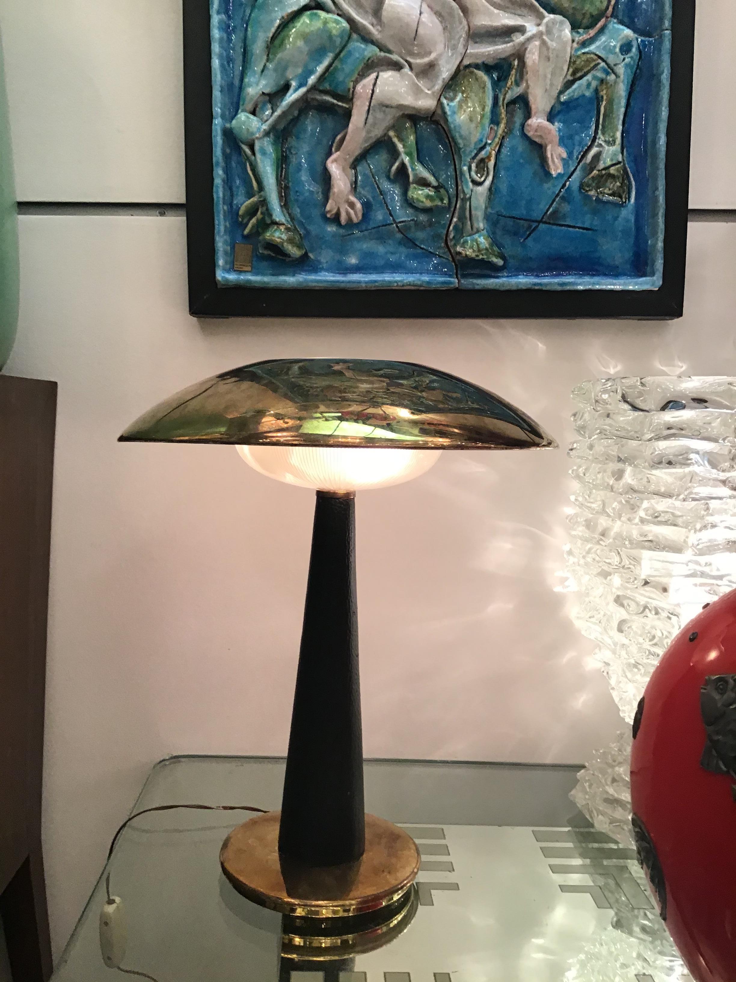 Stilnovo Table Lamp Brass Glass Skin 1950 Italy  For Sale 1