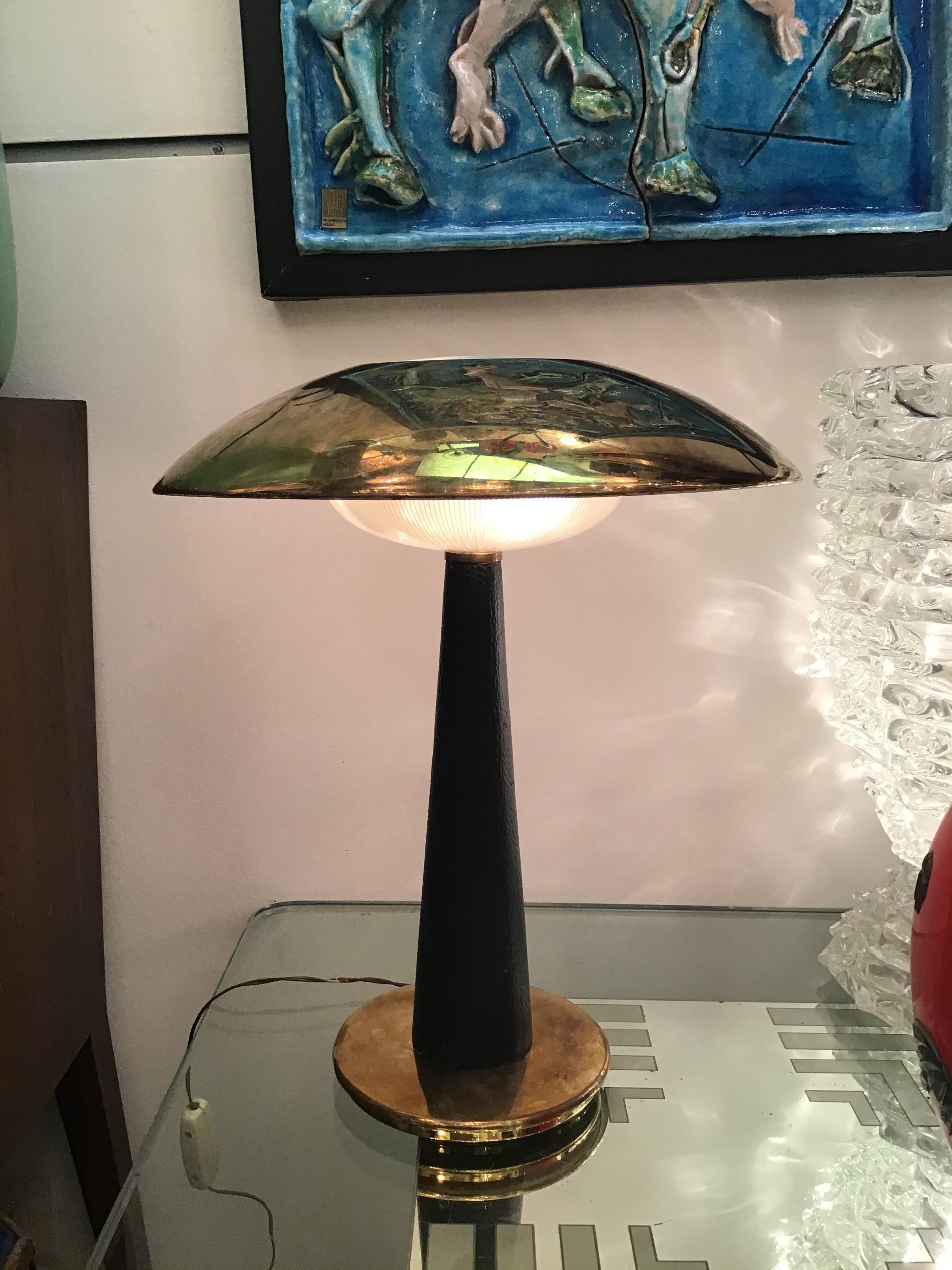 Stilnovo Table Lamp Brass Glass Skin 1950 Italy  For Sale 3