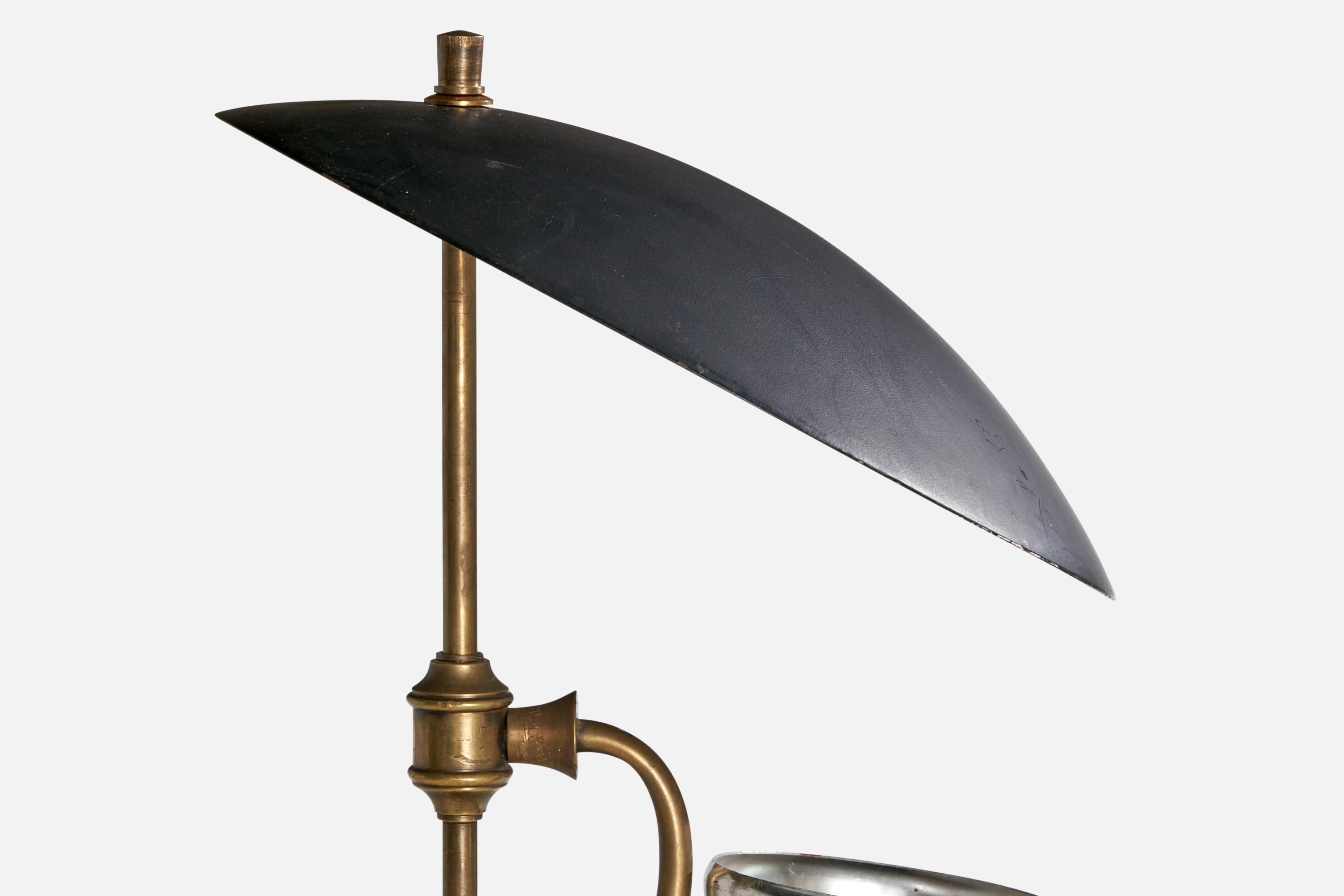 Stilnovo, Lampada da tavolo, Ottone, metallo, alluminio, Italia, anni '60 in vendita 5