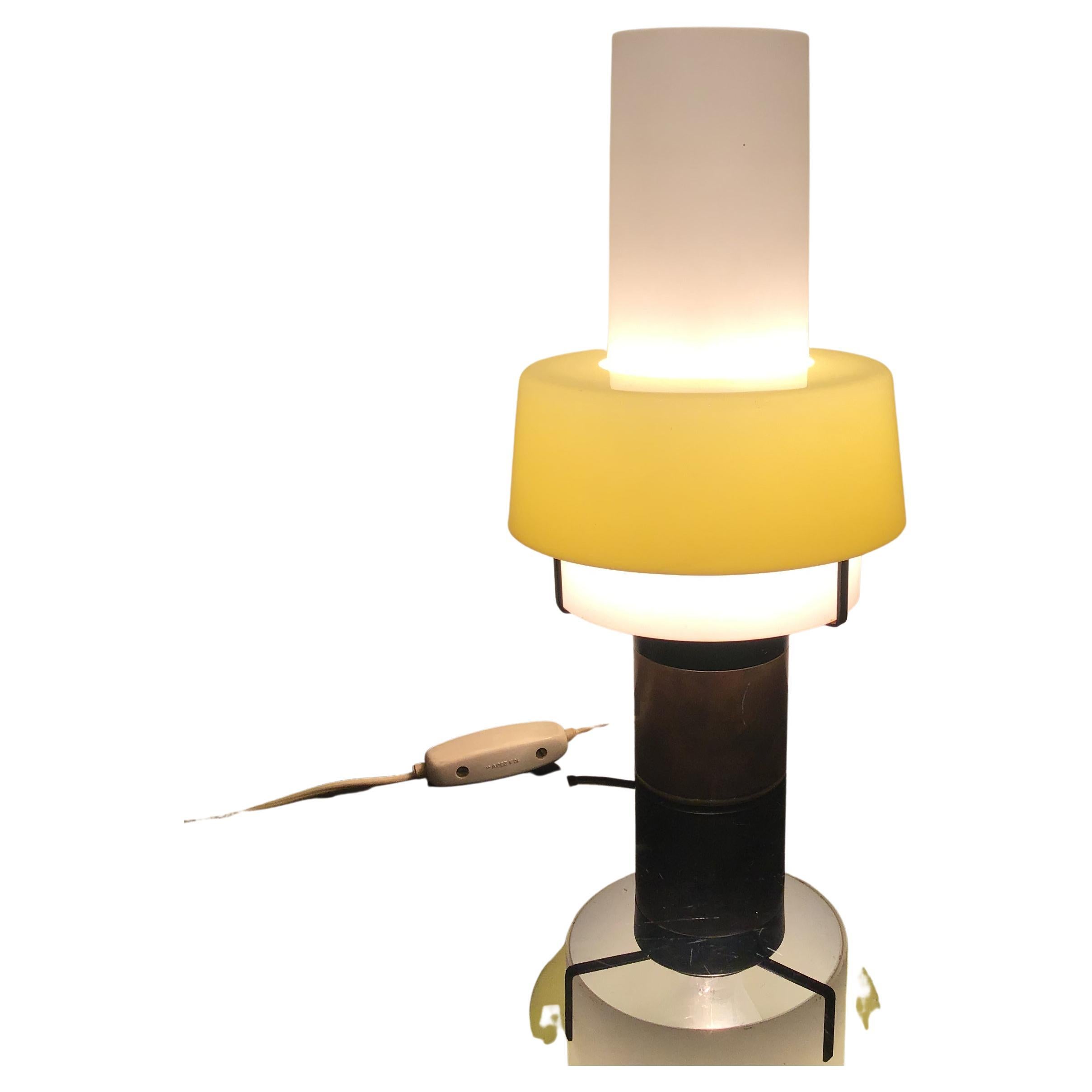 Stilnovo Table Lamp Brass Opaline Glass Plexiglas 1950s Italy  For Sale