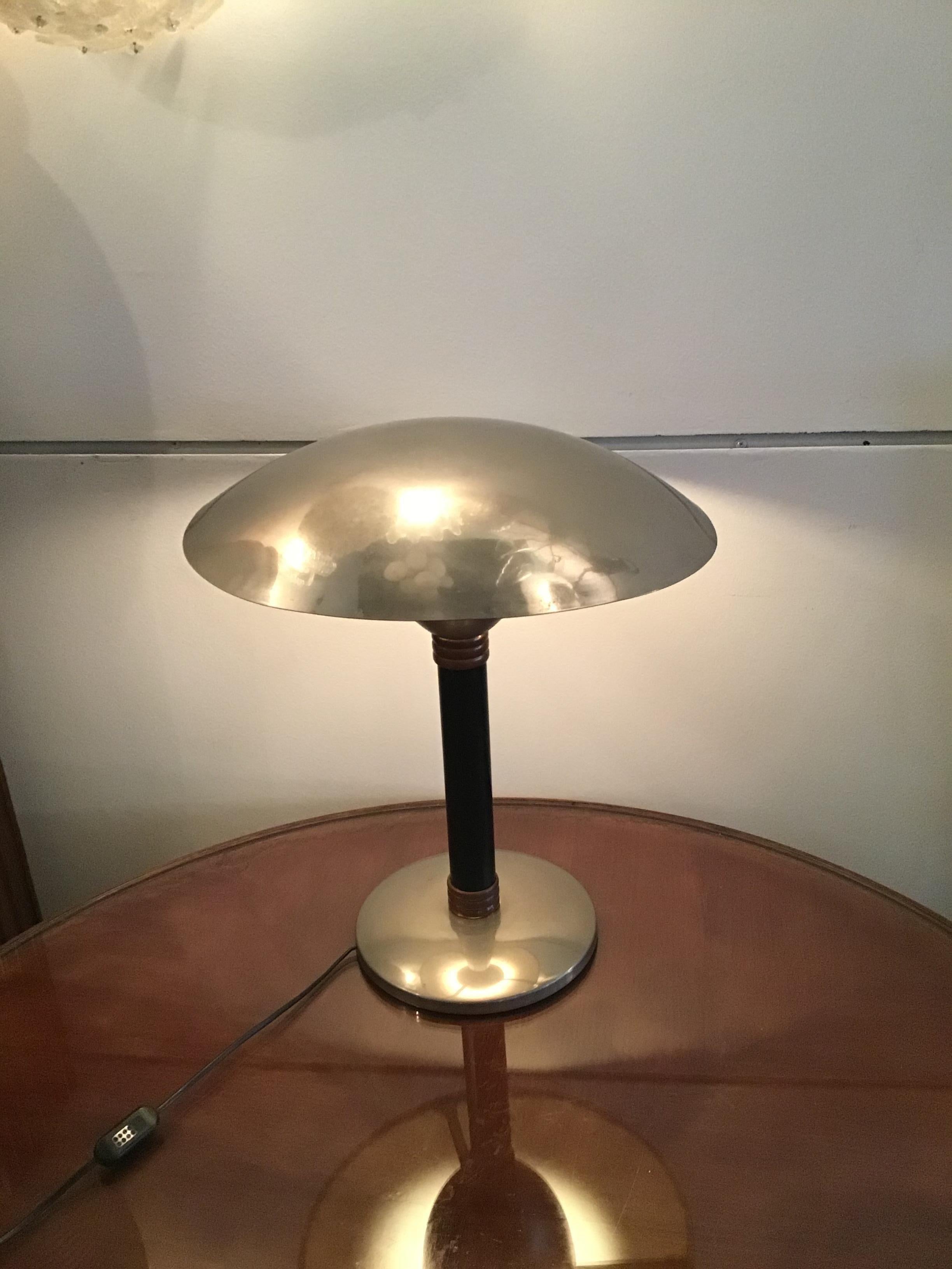 Other Stilnovo Style Table Lamp Chromed Metal and Copper, 1960, Italy For Sale