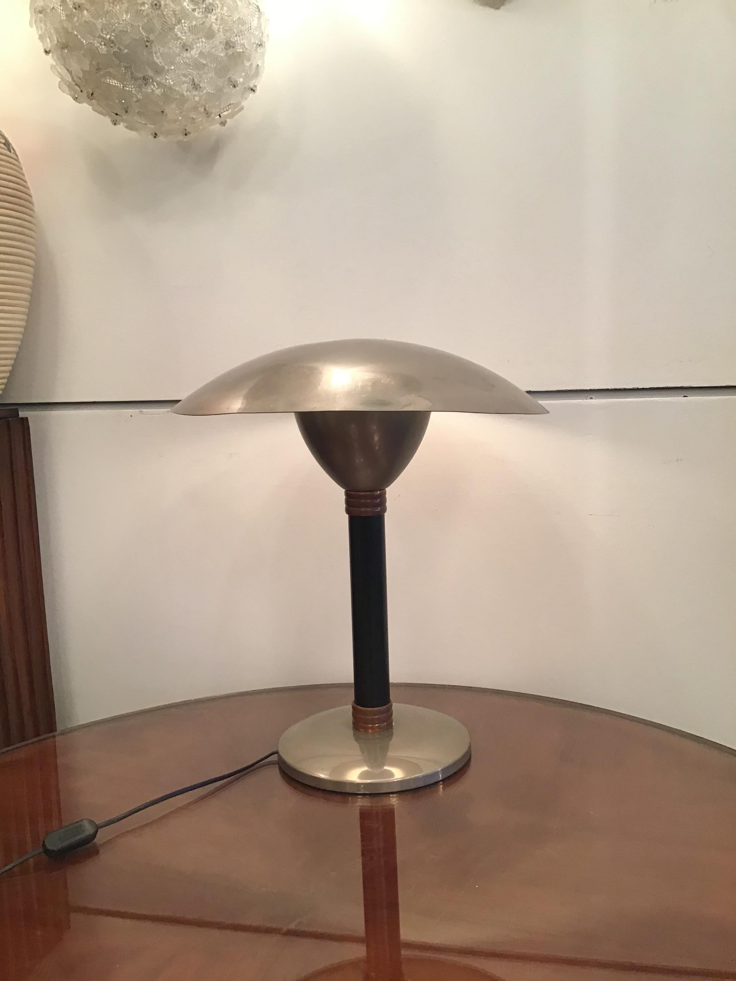 Stilnovo Style Table Lamp Chromed Metal and Copper, 1960, Italy In Excellent Condition For Sale In Milano, IT