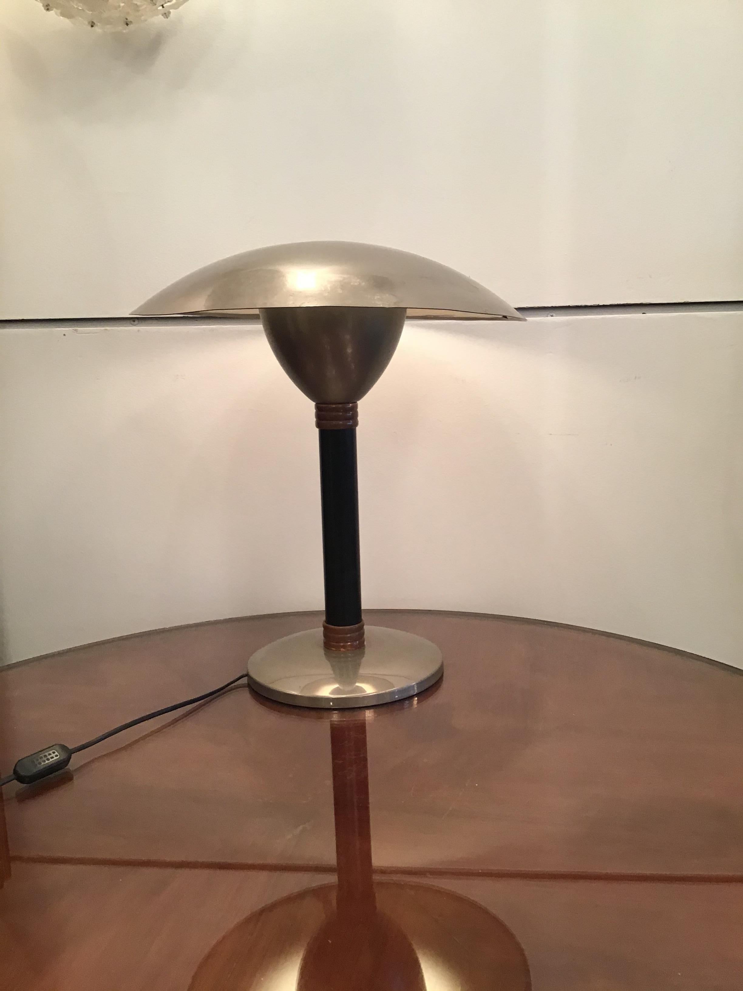 Mid-19th Century Stilnovo Style Table Lamp Chromed Metal and Copper, 1960, Italy For Sale