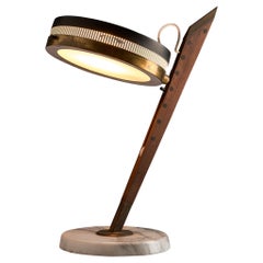 Stilnovo Table Lamp in Metal, Walnut and Marble, Italy, 1960s