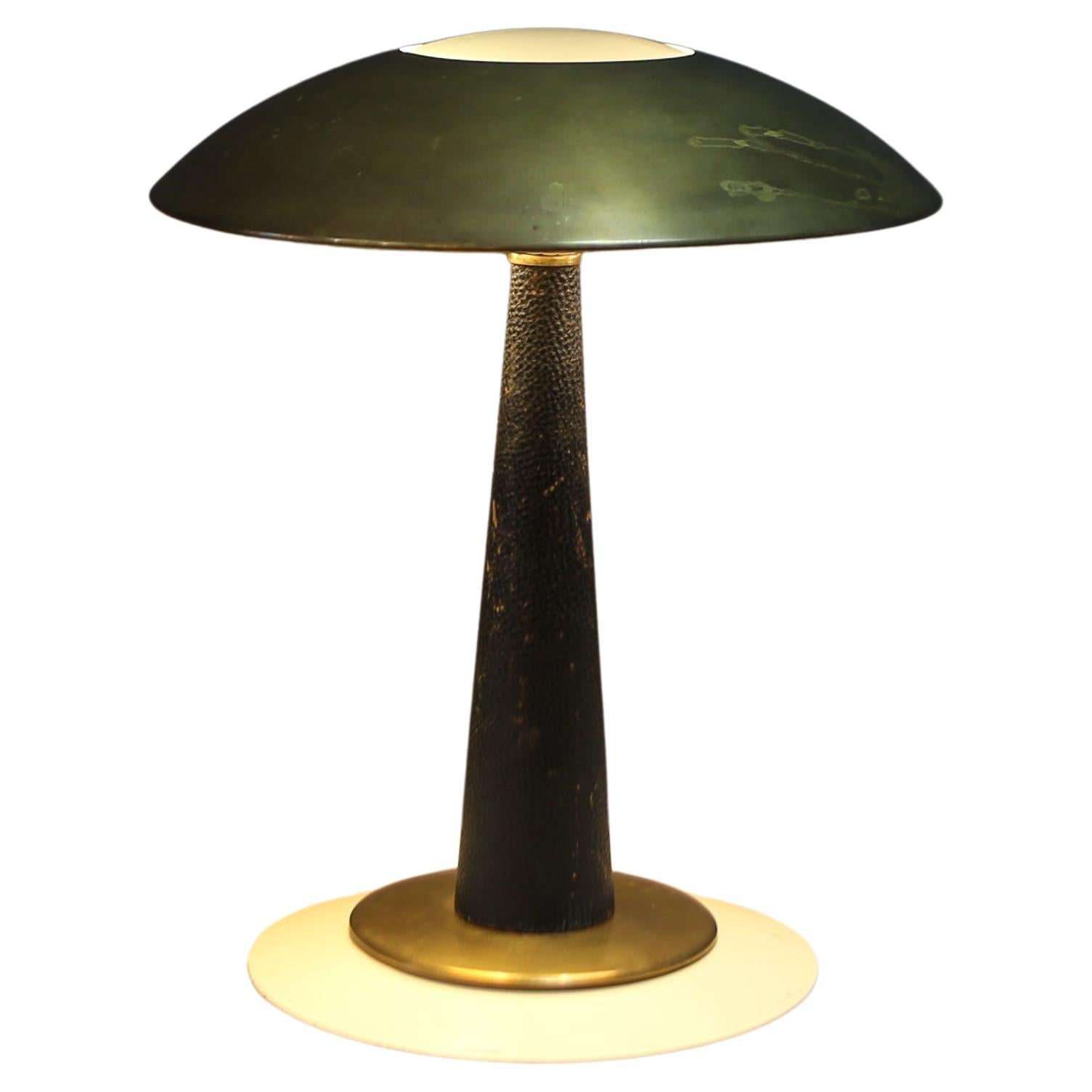 Stilnovo Table Lamp Leather and brass italy 1950s For Sale