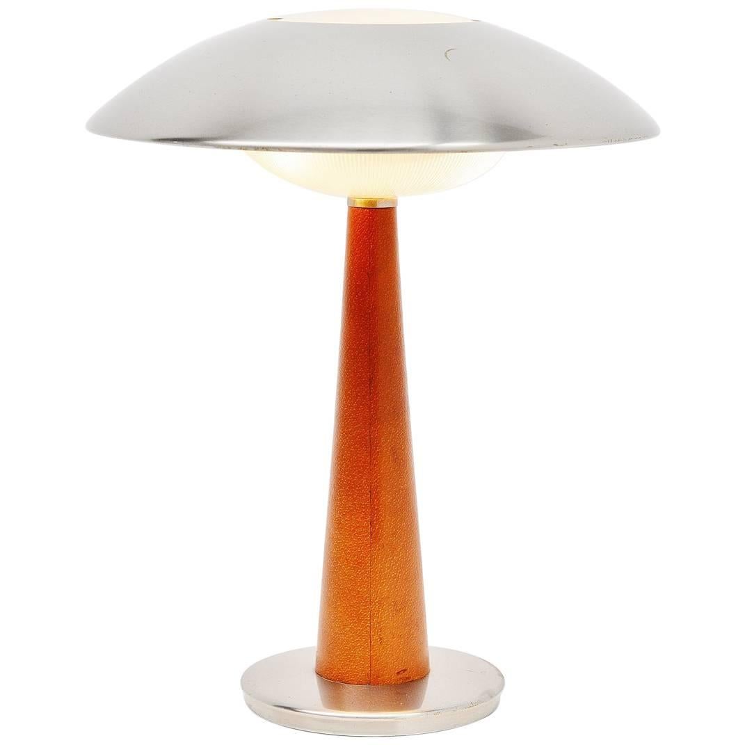 Lámpara de mesa Stilnovo de cuero Modelo 8041, Italia, 1960