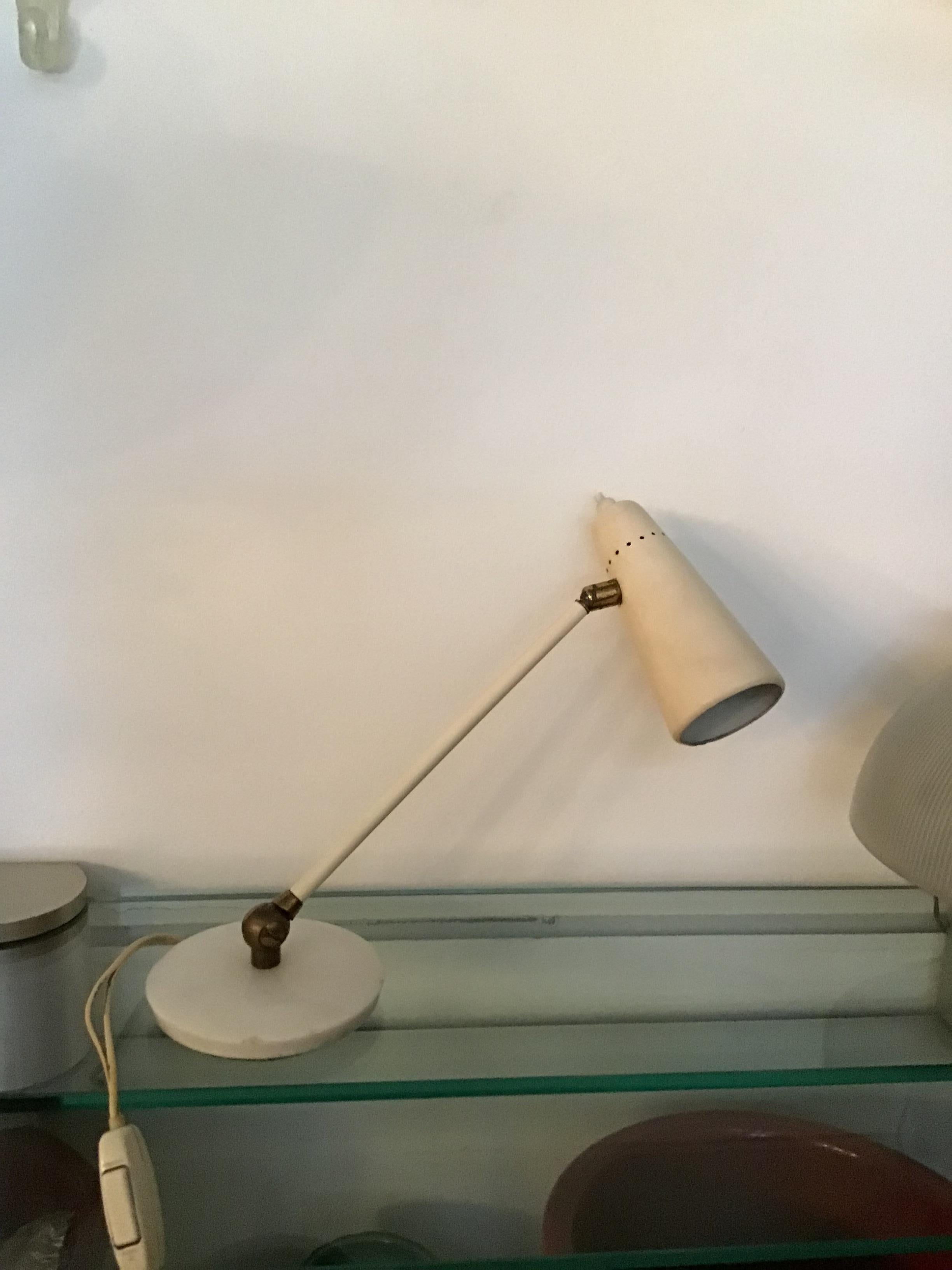 Lampe de table de style Stilnovo Marbre Laiton Métal 1950 Italie en vente 6