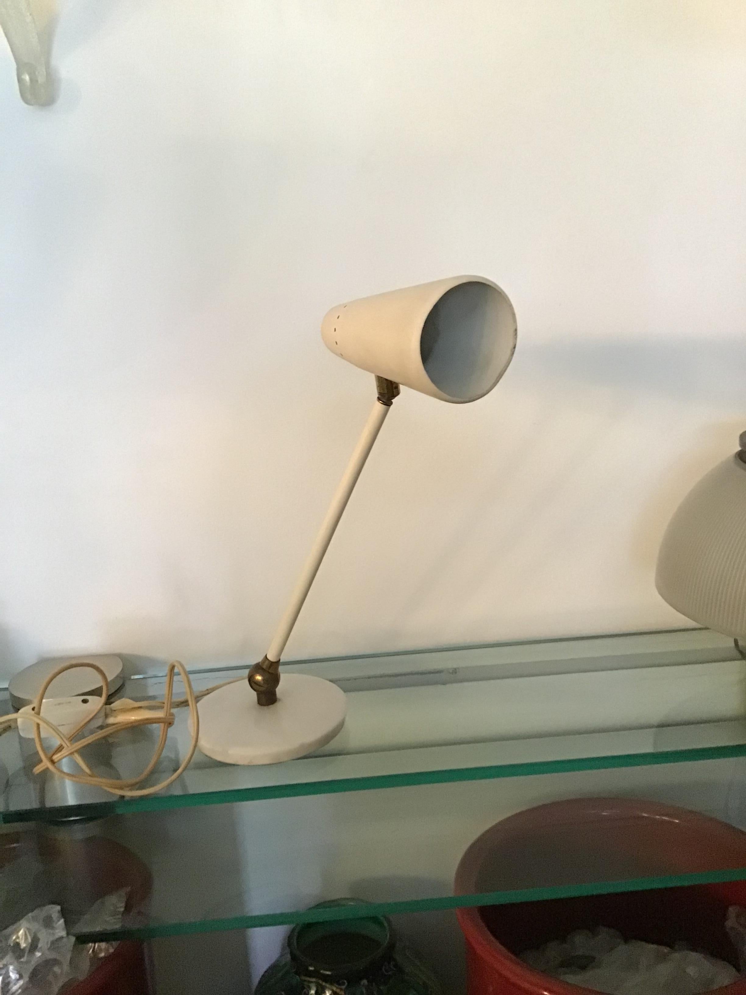 Stilnovo Stil Tischlampe Marmor Messing Metall 1950 Italien (Sonstiges) im Angebot