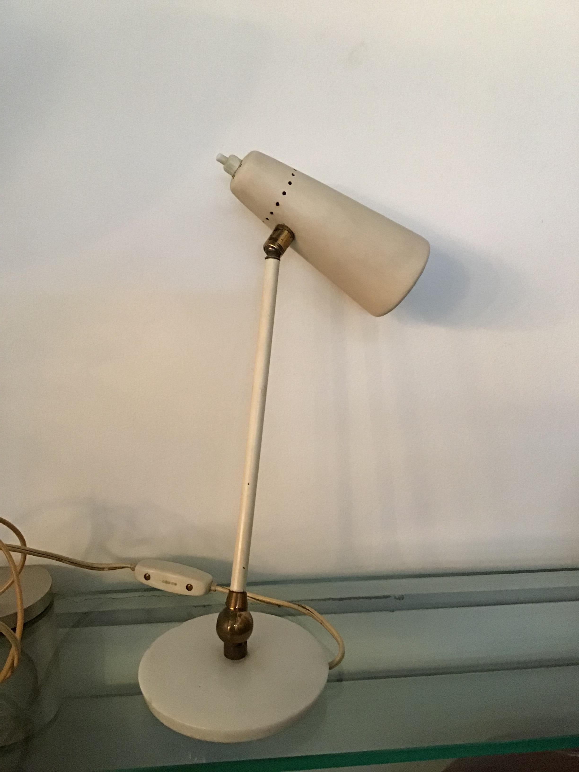Stilnovo Style Table Lamp Marble Brass Metal 1950 Italy In Good Condition For Sale In Milano, IT