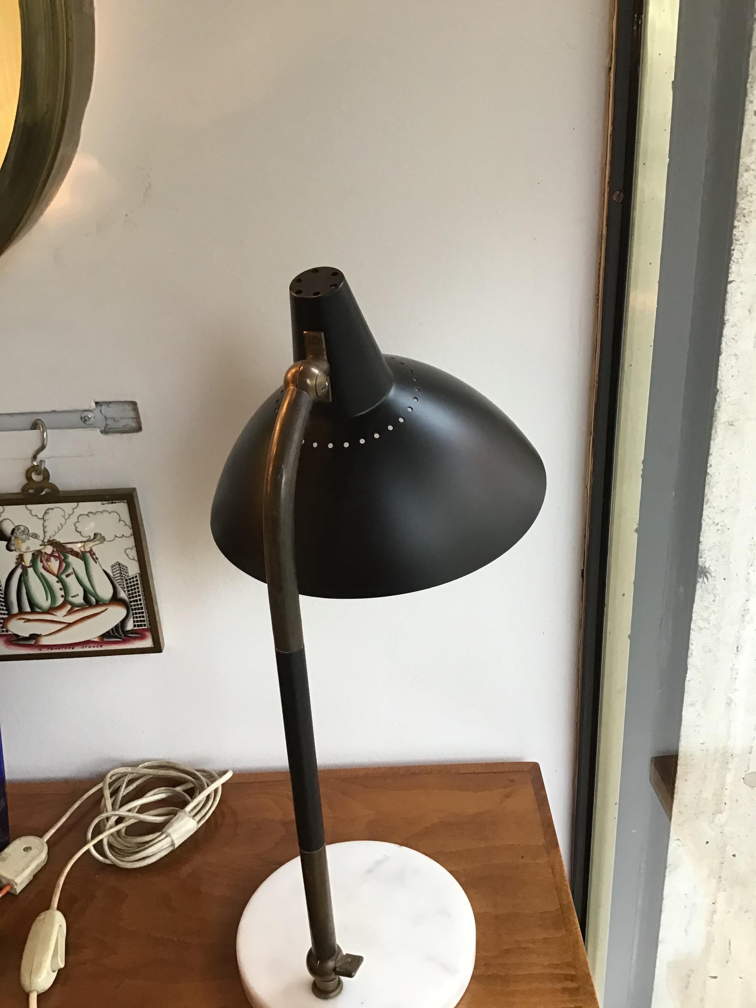 Other Stilnovo Table Lamp Marble Brass Metal, 1950, Italy