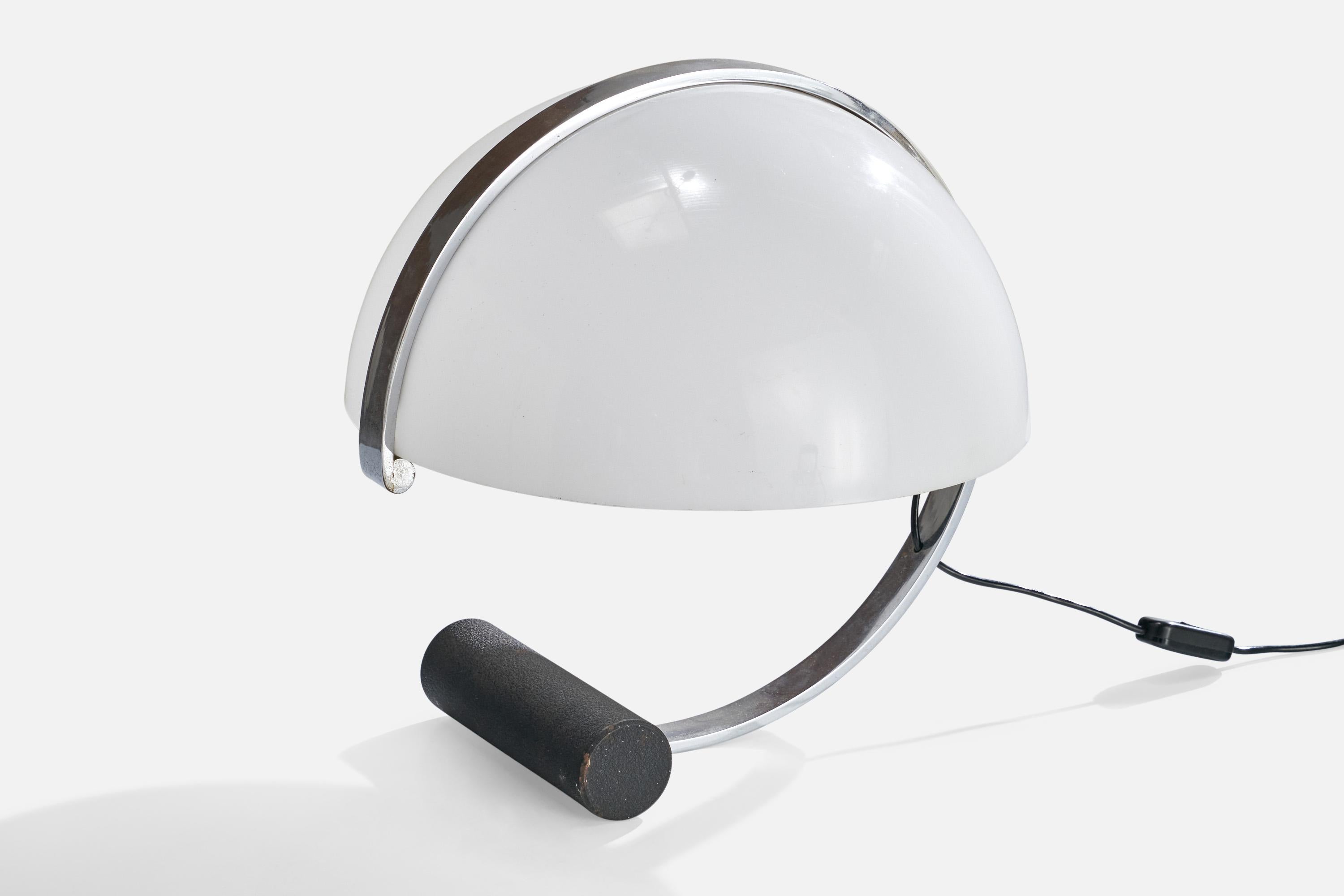 Stilnovo, Table Lamp, Metal, Chrome, Acrylic, Italy, 1970s For Sale 1