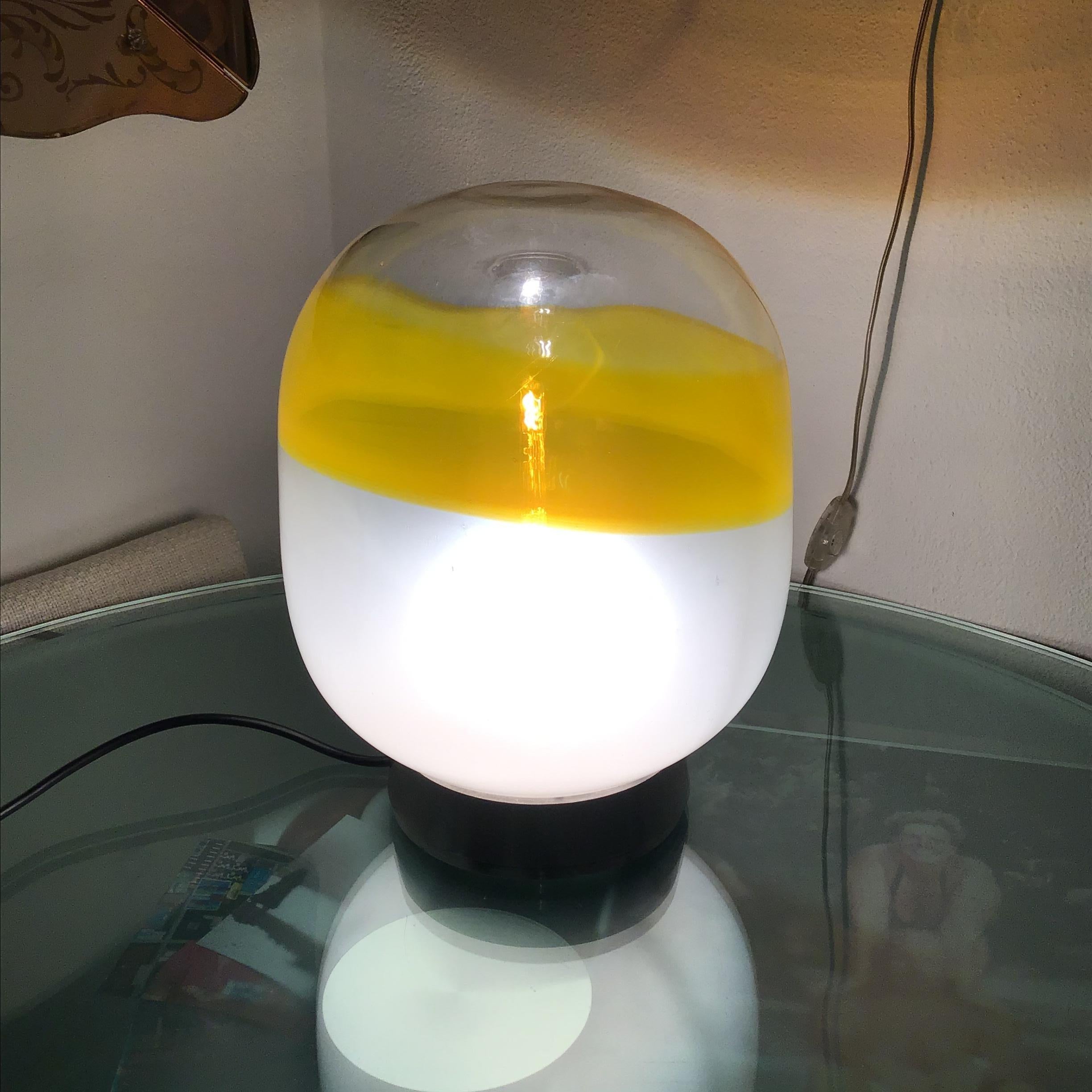 Very Rare Lamp Stilnovo Fascia Gialla Glass Opalescente 1955 Italy 