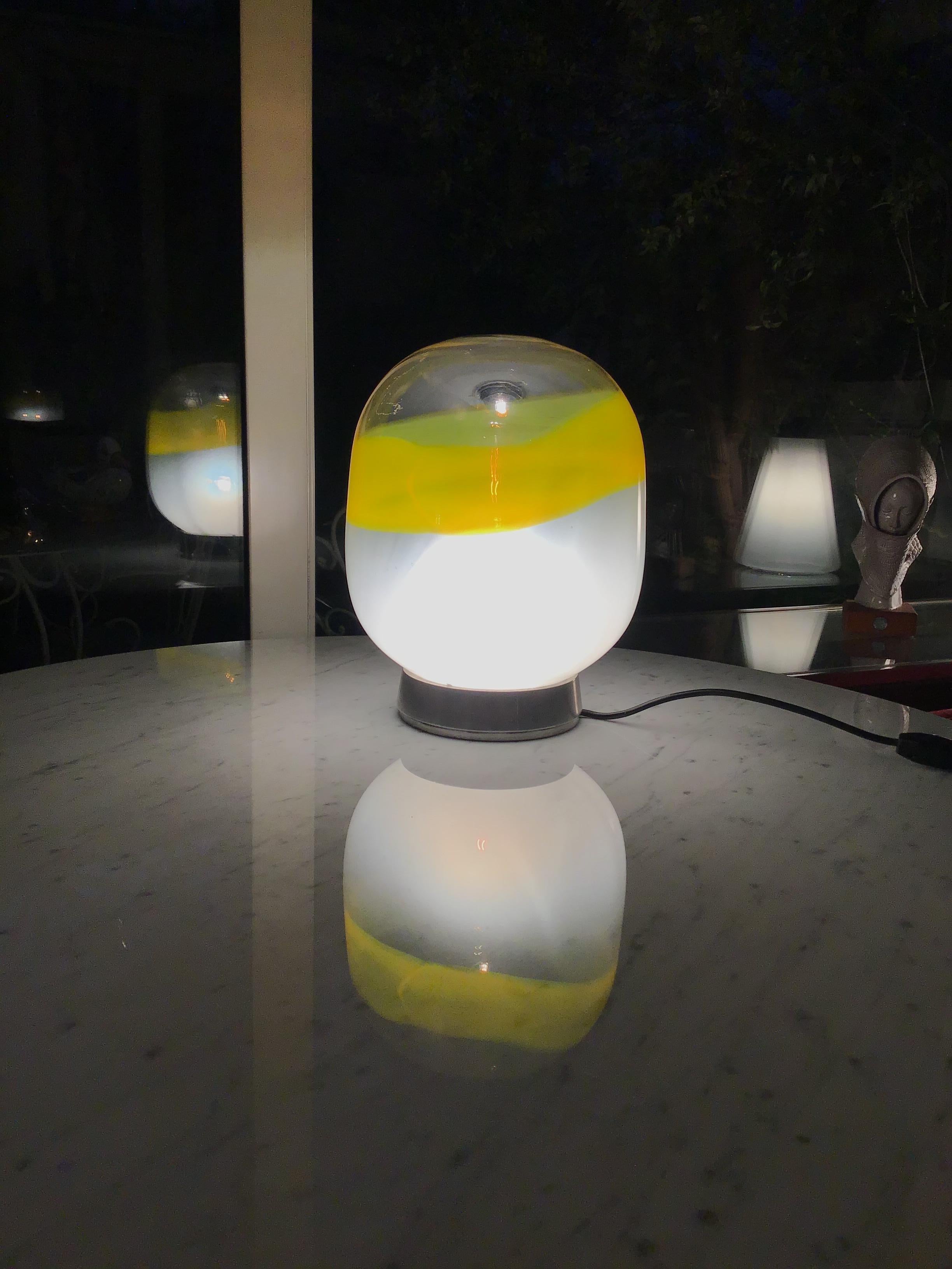 Attributed to Stilnovo Table Lamp  Metal Crome Opal Glass 1955 Italy In Good Condition For Sale In Milano, IT