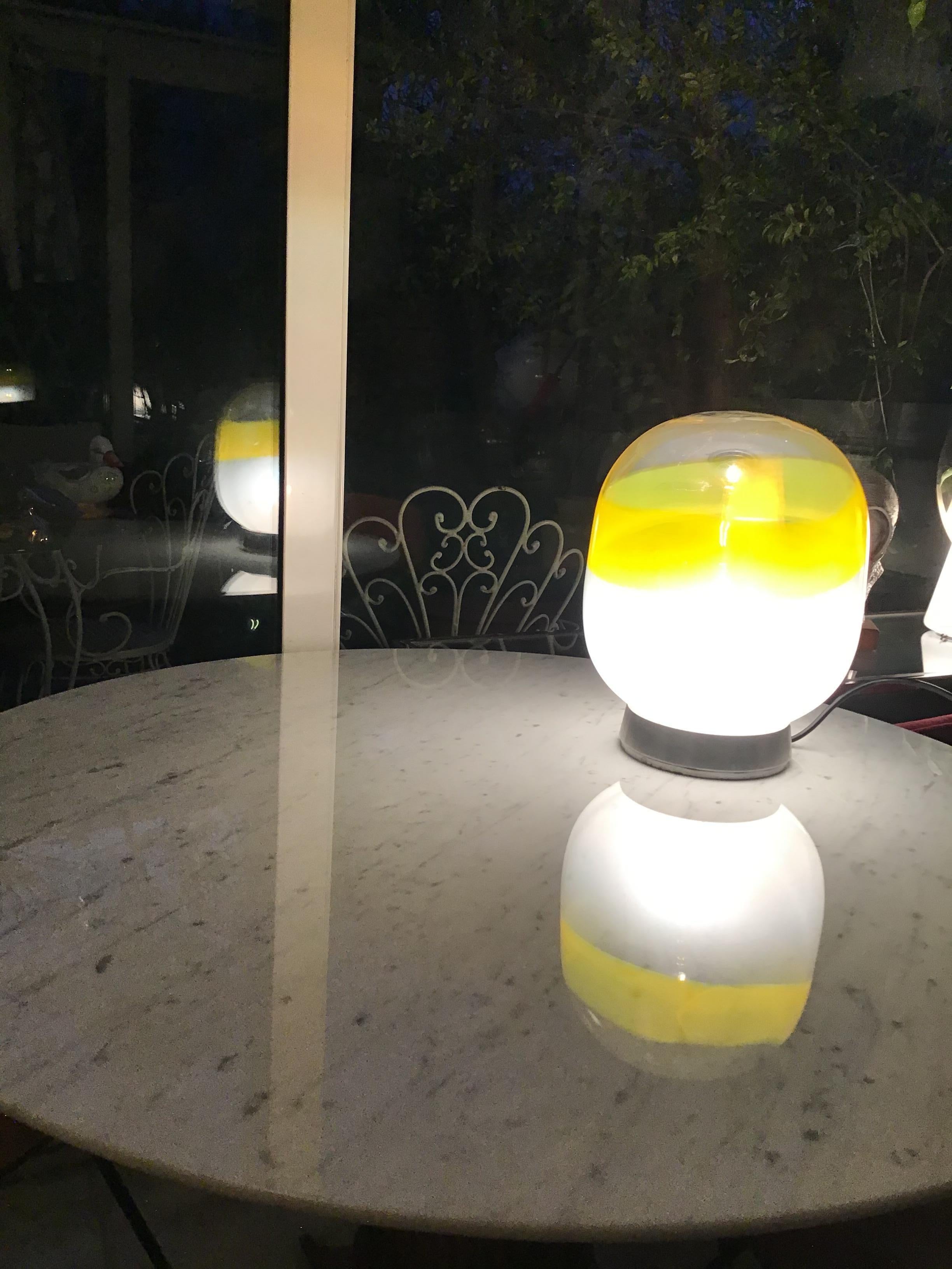 Attributed to Stilnovo Table Lamp  Metal Crome Opal Glass 1955 Italy For Sale 1