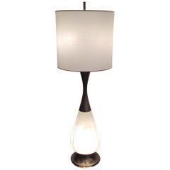Stilnovo Style Table Lamp Metal Crome Opaline Glass Parchment Lampshade, 1960