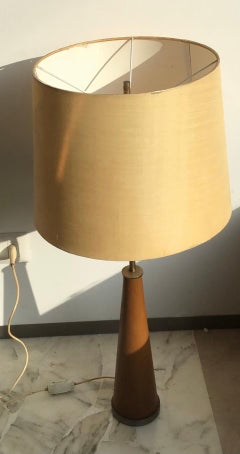 Lampe de bureau de style Stilnovo en métal avec abat-jour en tissu peau de mouton, 1950, Italie