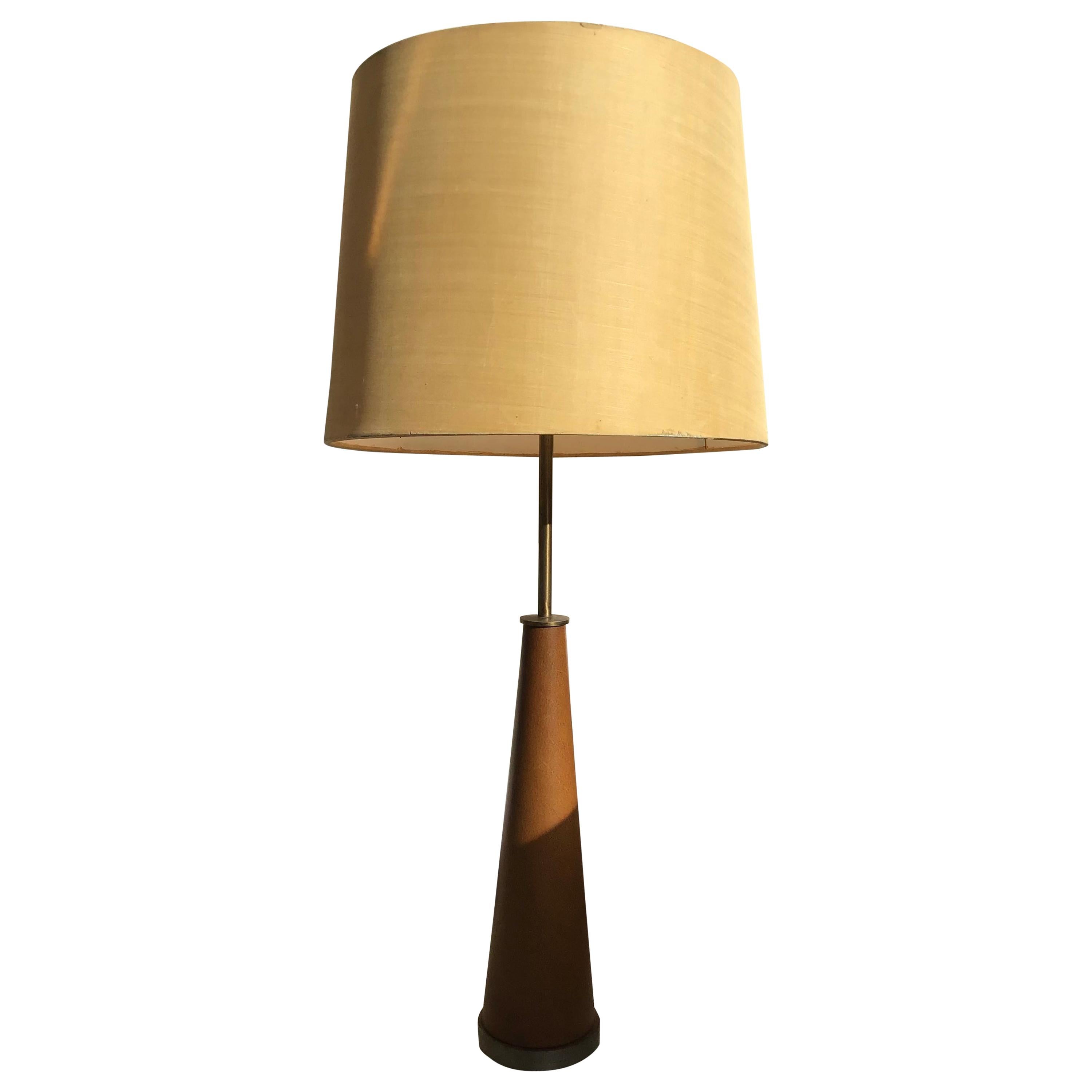 Stilnovo Style Table Lamp Metal Crome Skin Fabric Lampshade, 1950, Italy