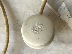 Stilnovo-Tischlampe, Metall-Krommelholz-Lampenschirm, 1960, Italien