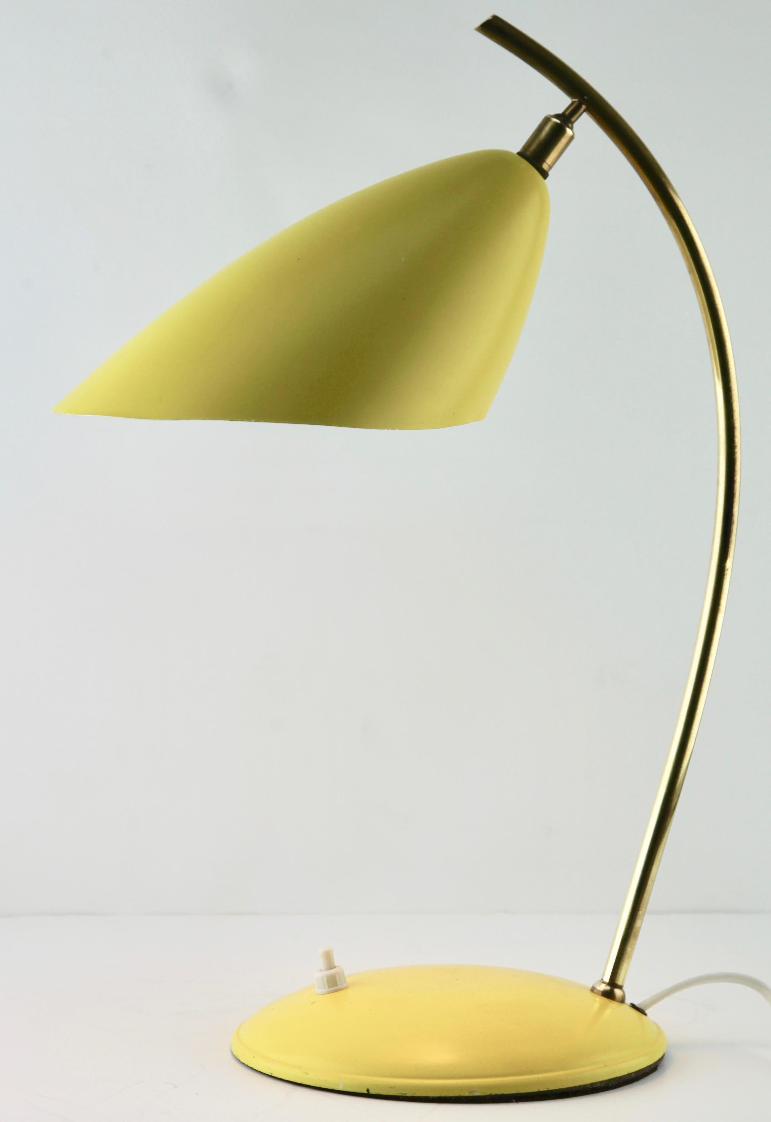 Art Deco Stilnovo Table Lamp Metal Flex Shade and Brass Mount