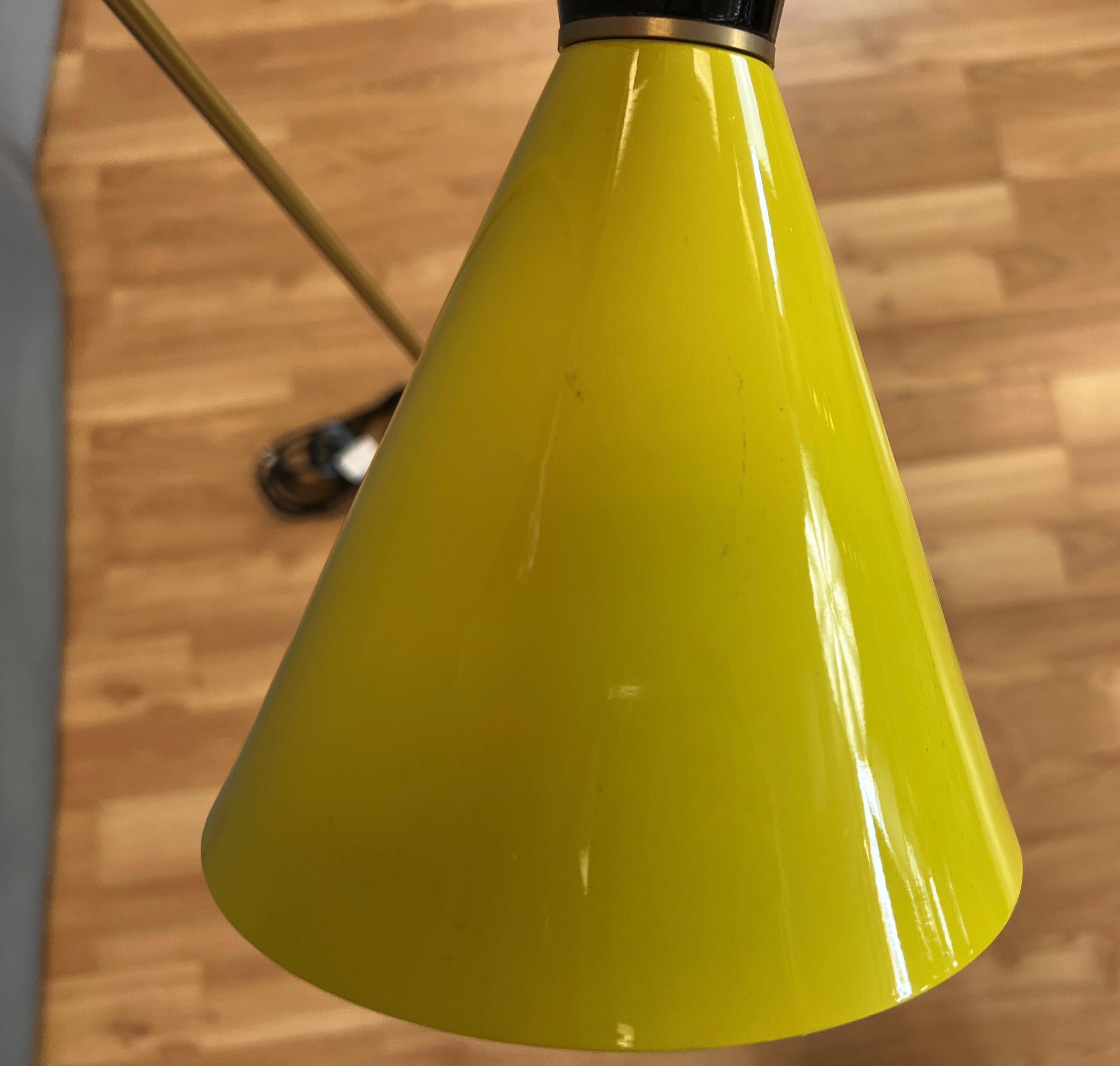 Stilnovo Three-Arm Tripod Floor Lamp Shades in Sky Blue Red & Yellow 10