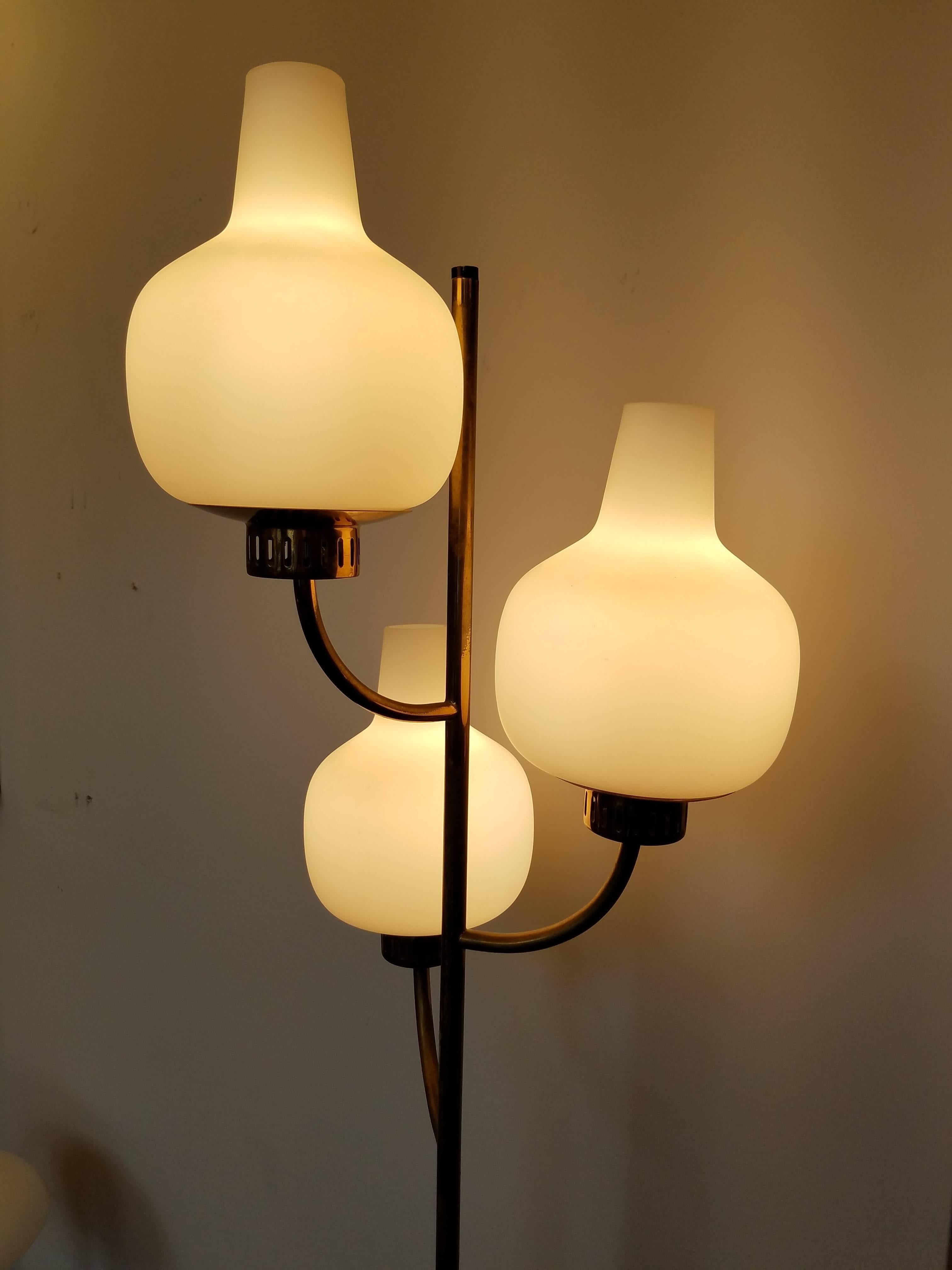 Stilnovo Three-Light/Globe Floor Lamp In Good Condition In Sag Harbor, NY