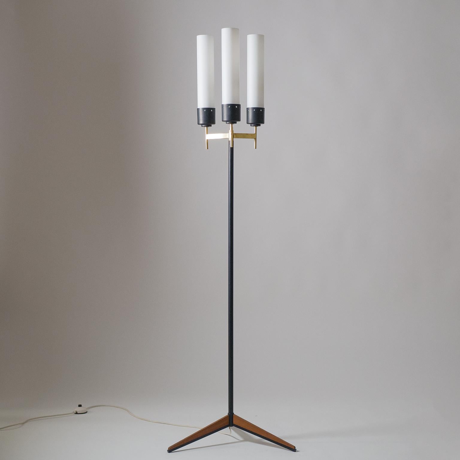 Metal Stilnovo Tripod Floor Lamp, 1950s For Sale