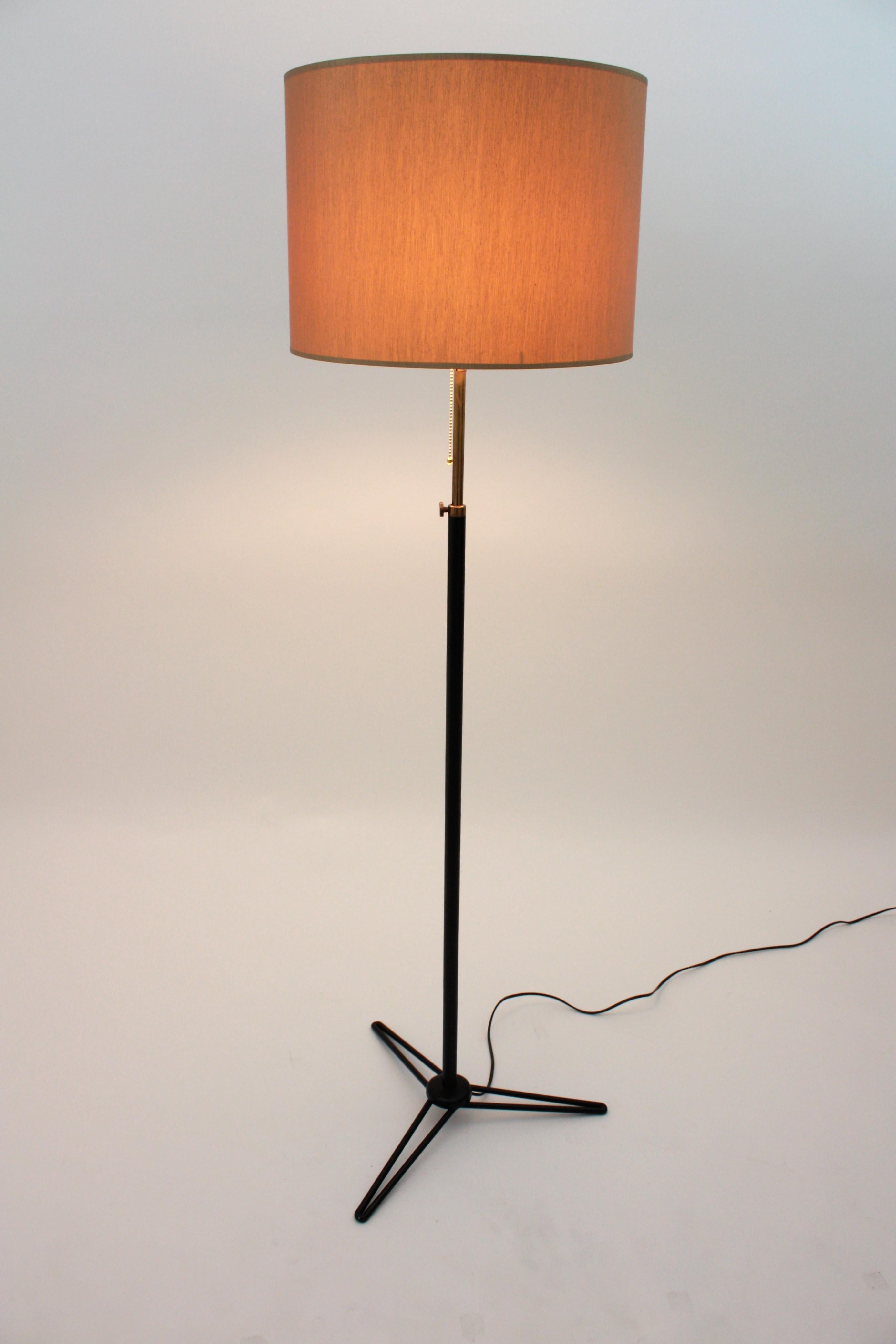 Stilnovo Tripod Floor Lamp in Black Lacquered Metal and Brass For Sale 5