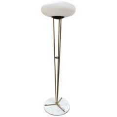 Stilnovo Tripod Floor Lamp in Brass with Carrara Marble Base, Italy, 1960s