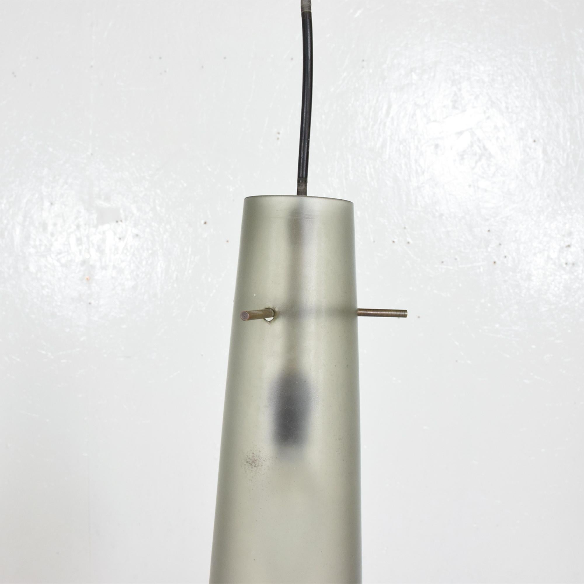 Stilnovo Two Light Brass Pendant Lamp Frosted Glass Minimalist Modern 1960 Italy For Sale 1