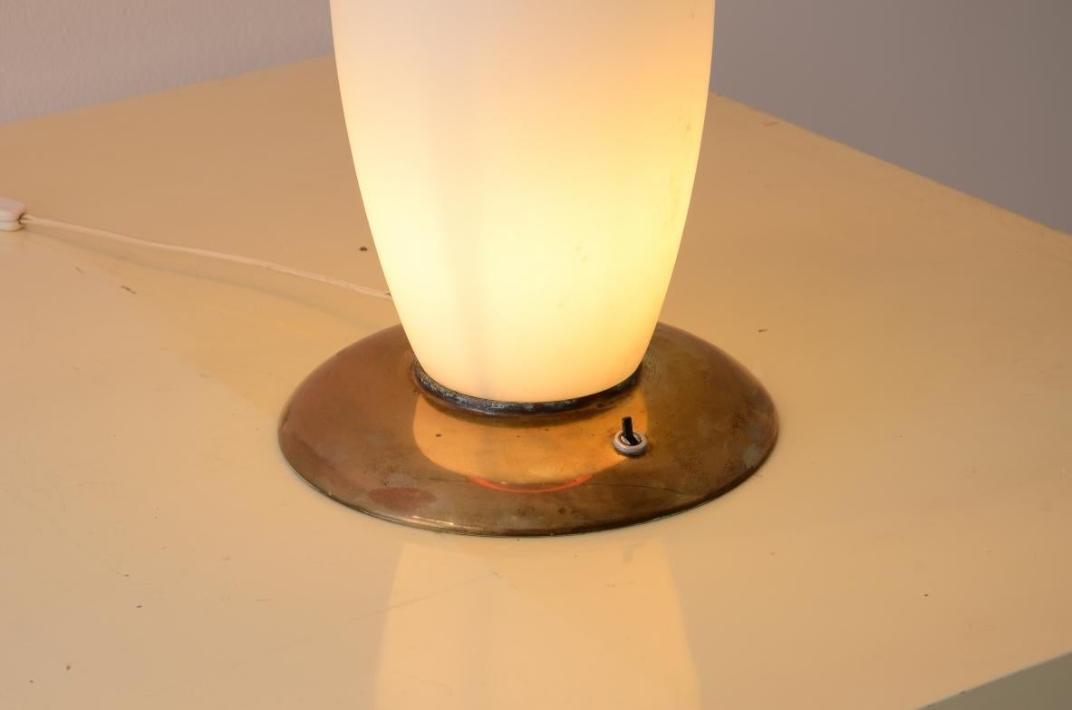 Silk Stilnovo, unique pair of large table lamps in opaline lighted glass For Sale