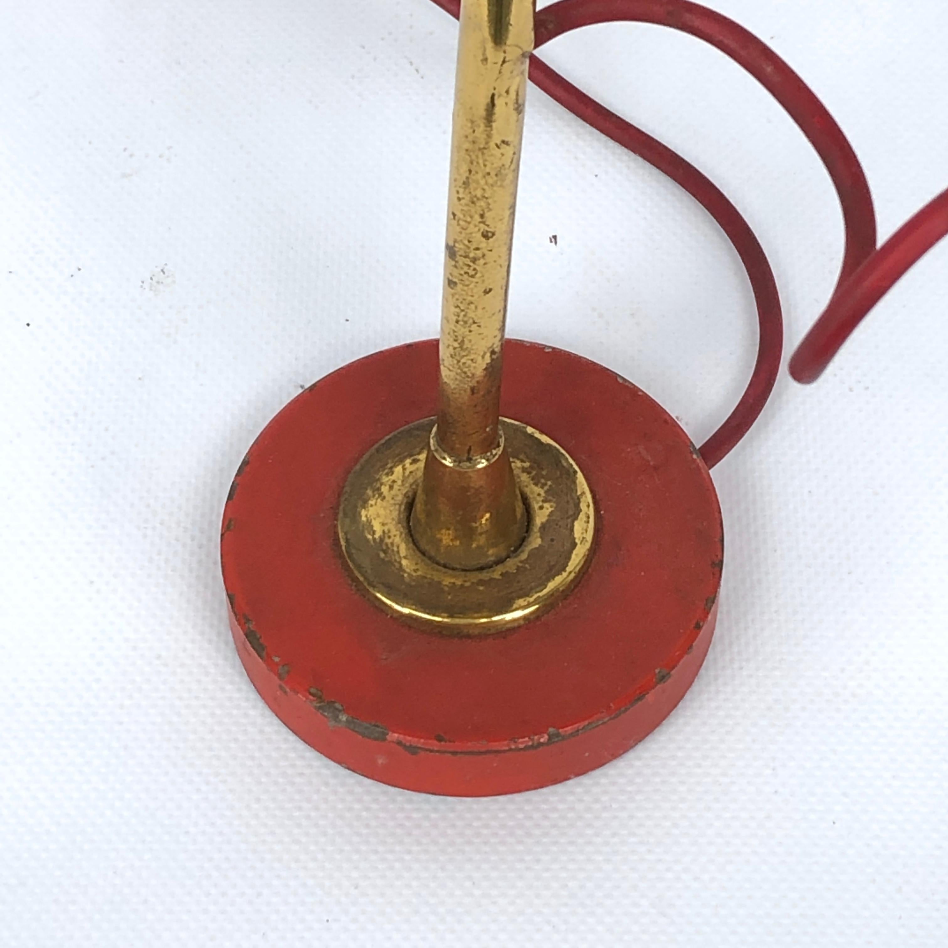 Stilnovo, vintage red brass table lamp from 50s For Sale 5