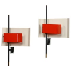 Stilnovo Wall Lamp Sconce Model 2020 Red Plexiglass, Italy, 1955, US Cabled