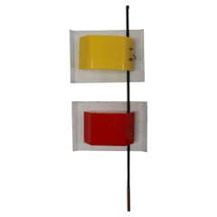 Stilnovo Wall Lamp with Red and Yellow Perspex Shade, Italy 1950s