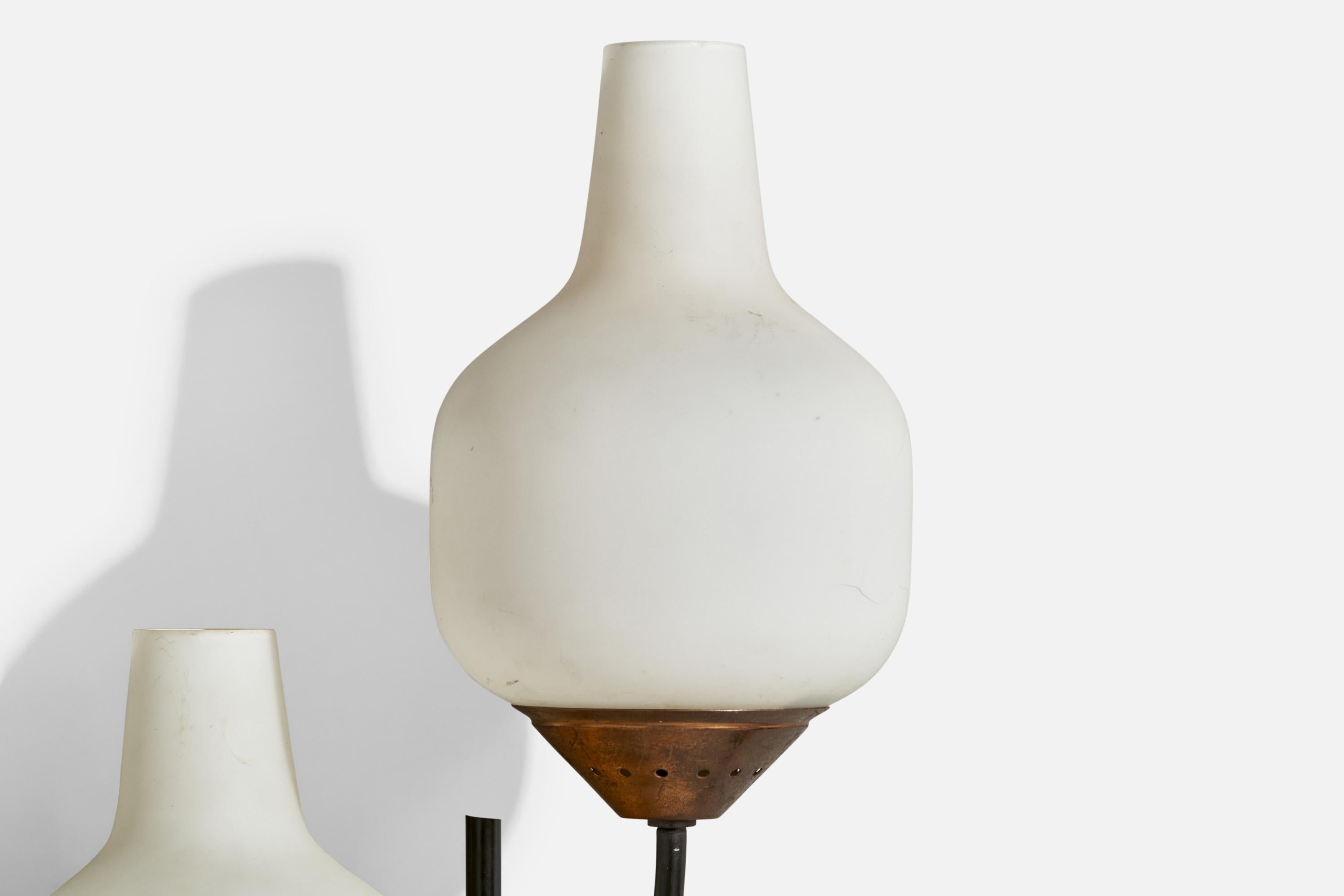 Stilnovo, Wall Light, Glass, Brass, Metal, Italy 1950s 1