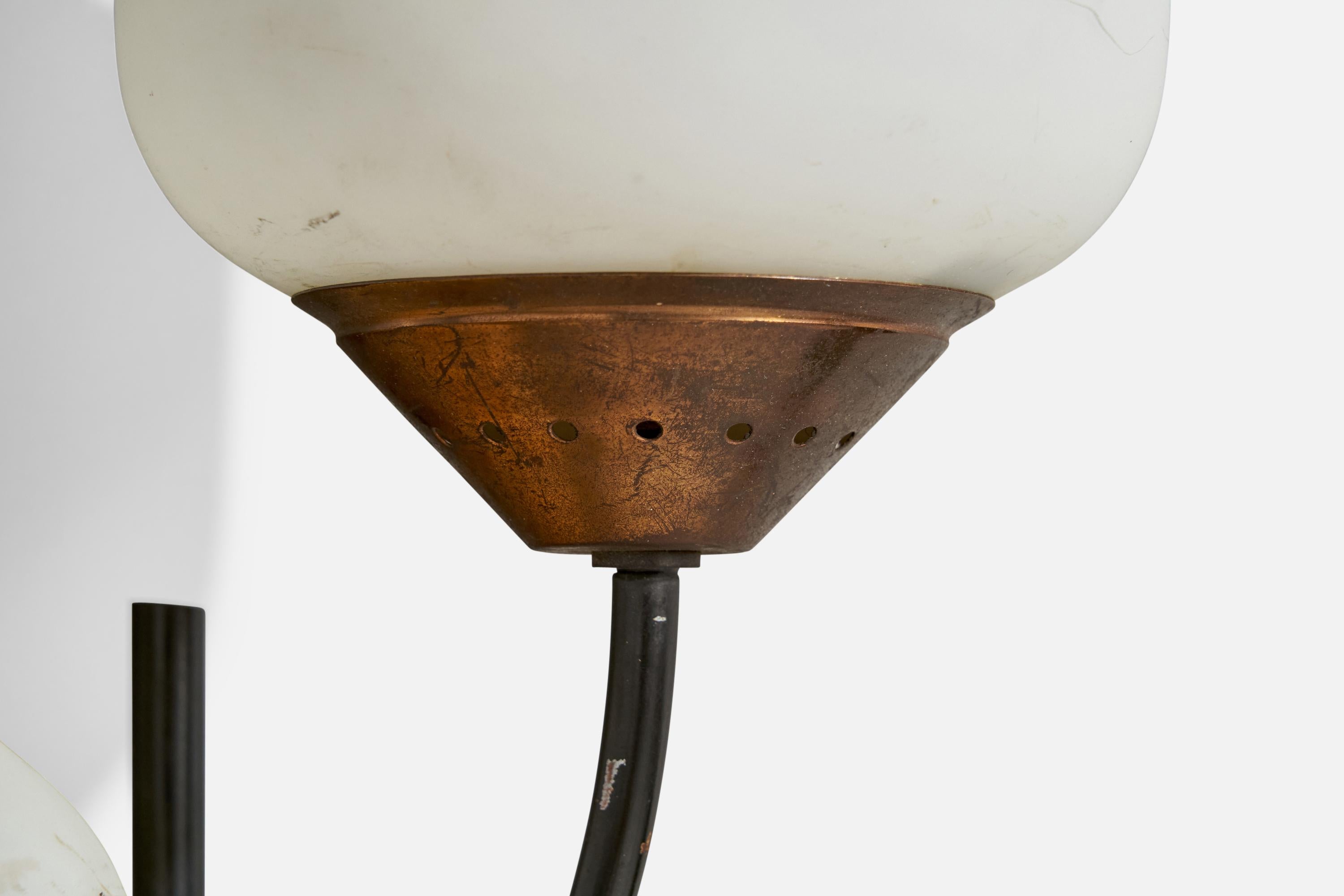 Stilnovo, Wall Light, Glass, Brass, Metal, Italy 1950s 2