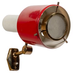 Stilnovo Wall Light, Red & White Lacquered Metal, Mid-Century 1950s