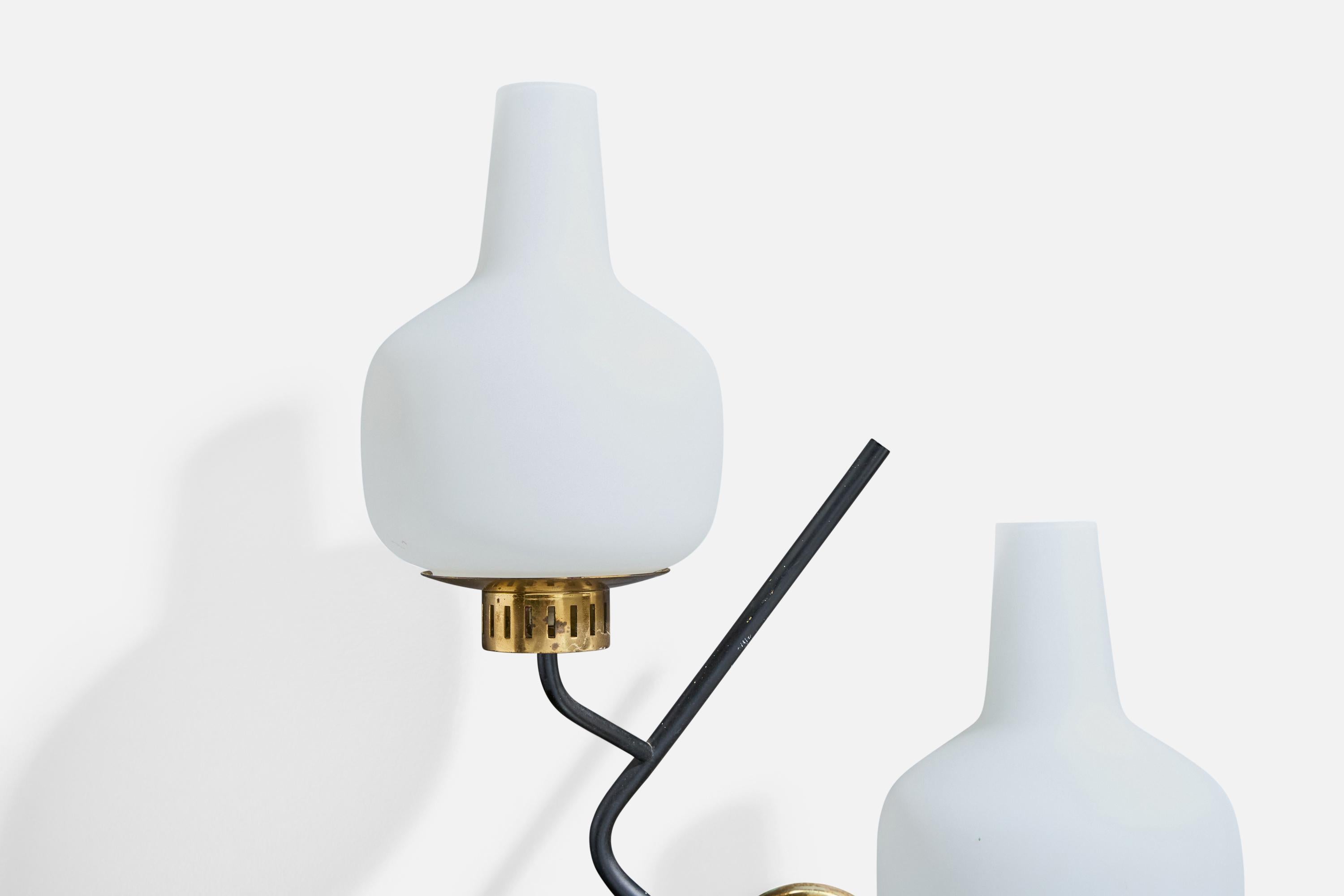 Stilnovo, Wandleuchten, Messing, Metall, Glas, Italien, 1950 im Angebot 4