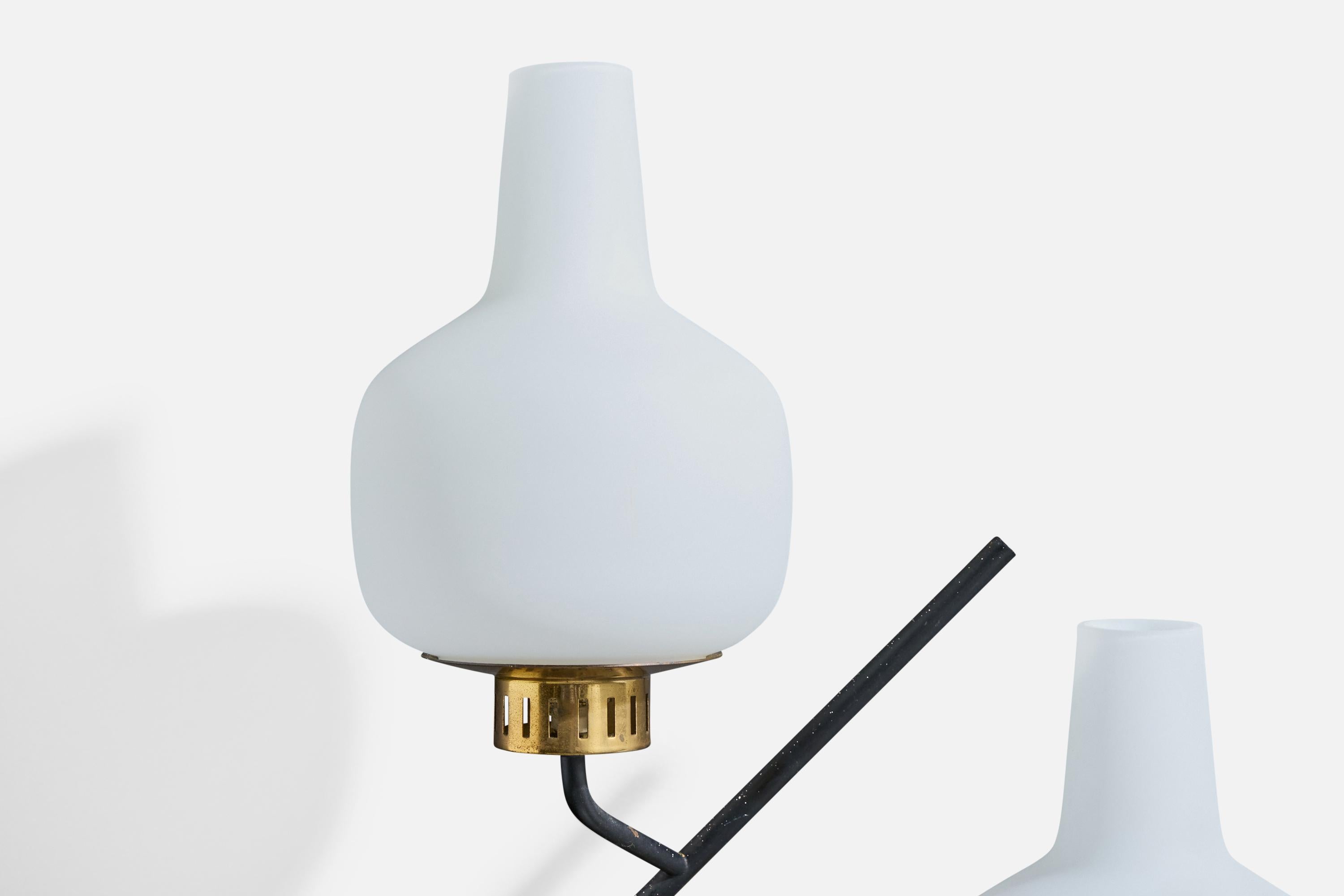 Stilnovo, Wandleuchten, Messing, Metall, Glas, Italien, 1950 im Angebot 4