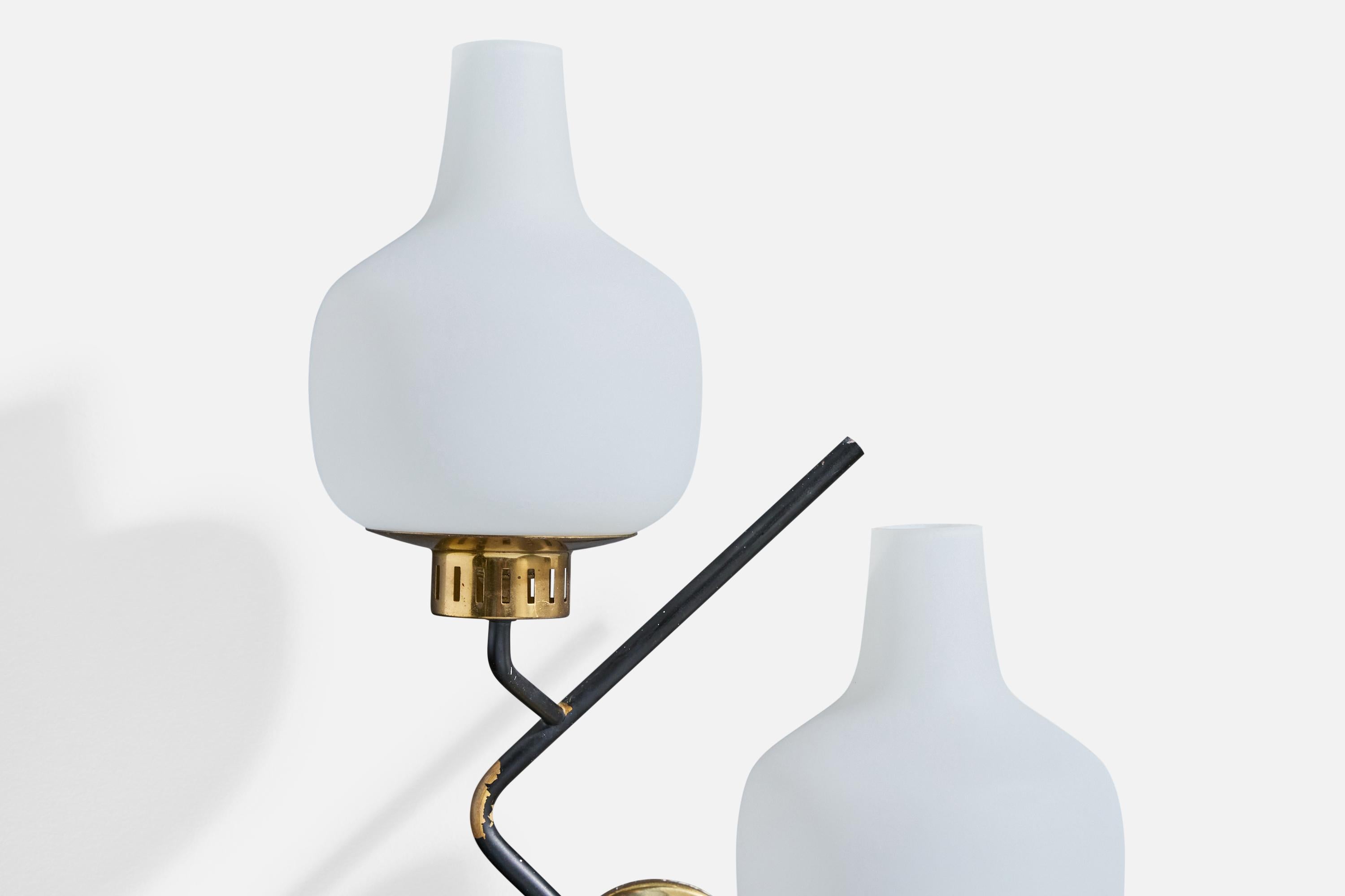 Stilnovo, Wandleuchten, Messing, Metall, Glas, Italien, 1950 im Angebot 4