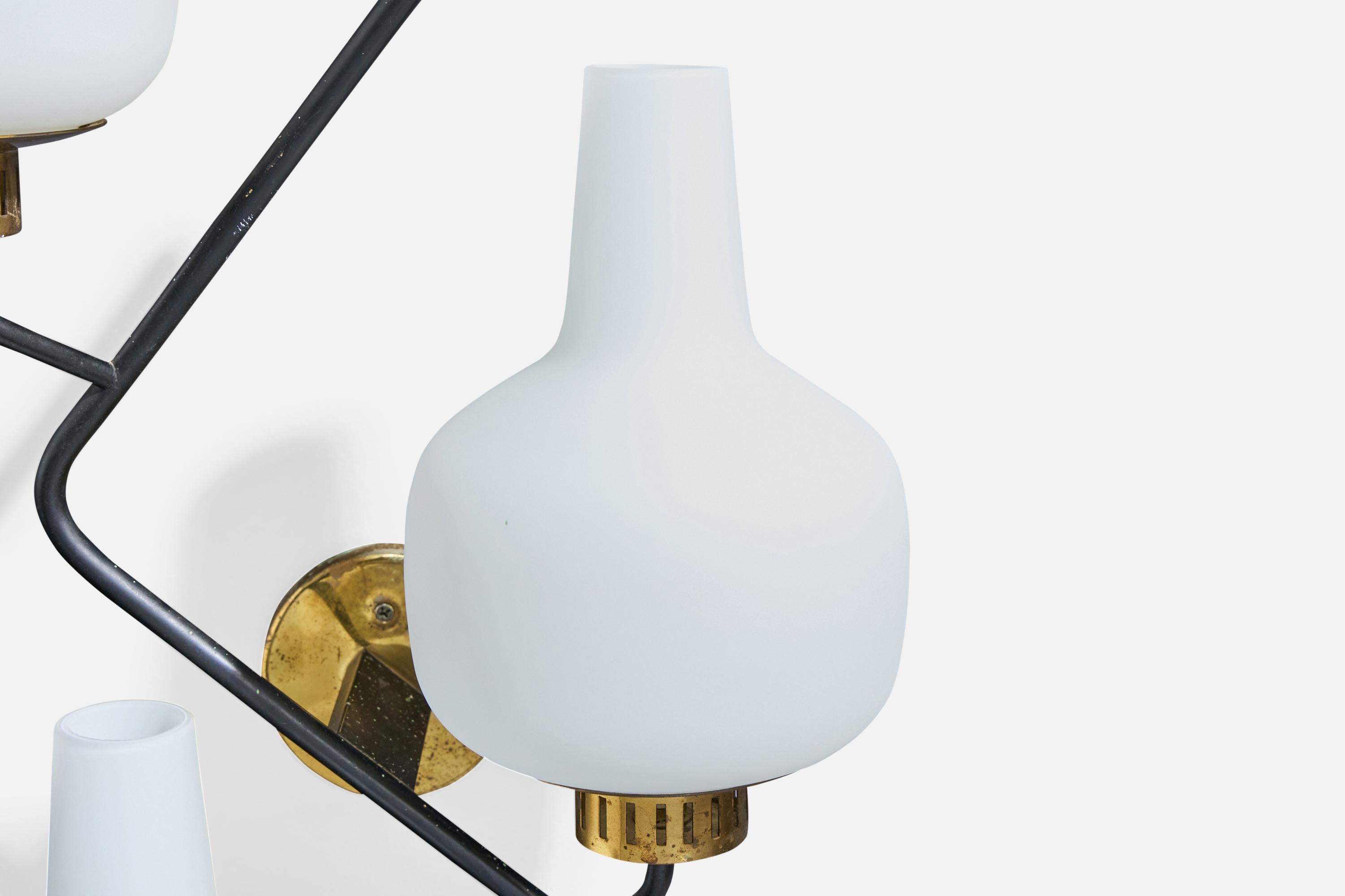 Stilnovo, Wandleuchten, Messing, Metall, Glas, Italien, 1950 im Angebot 5