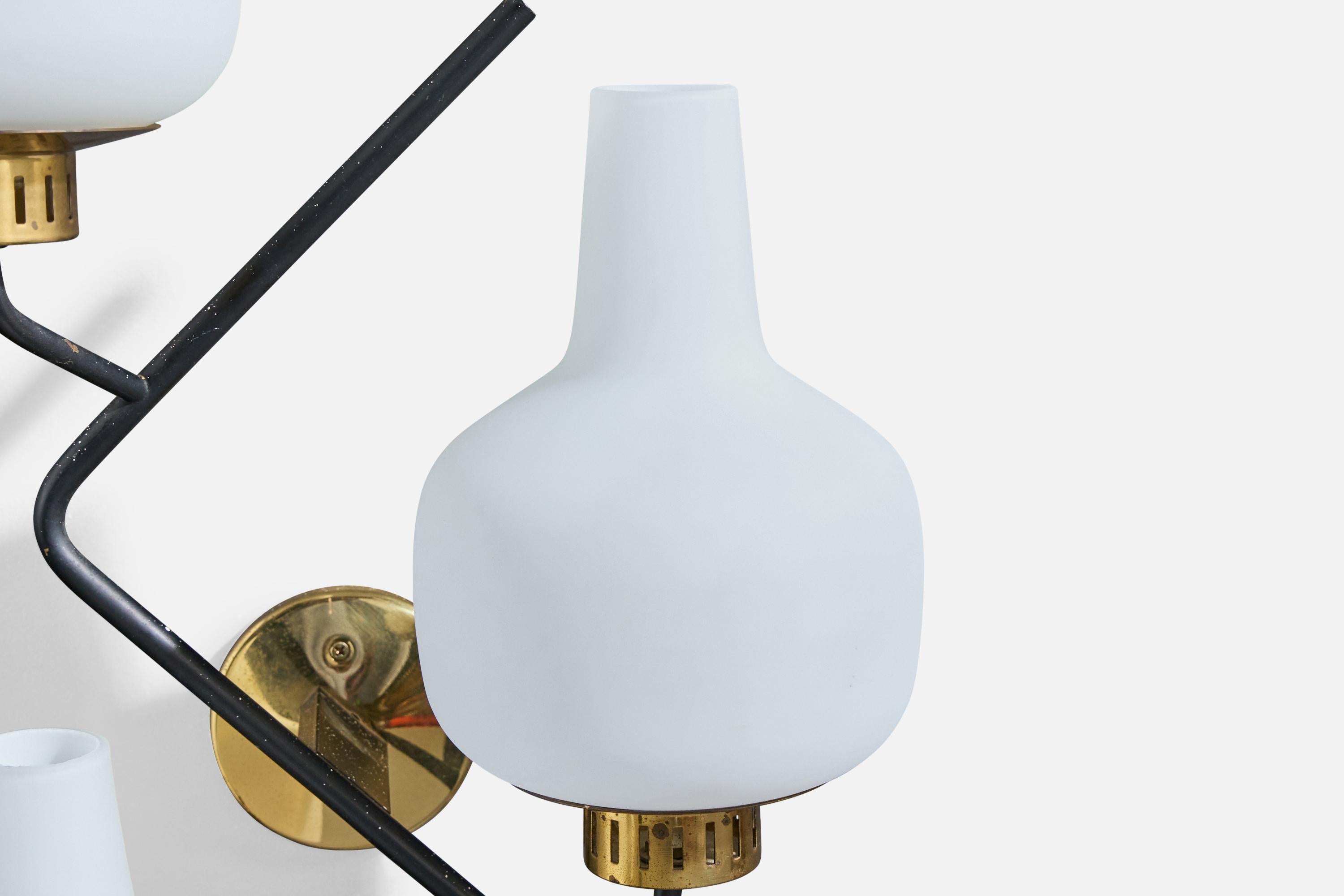 Stilnovo, Wandleuchten, Messing, Metall, Glas, Italien, 1950 im Angebot 5